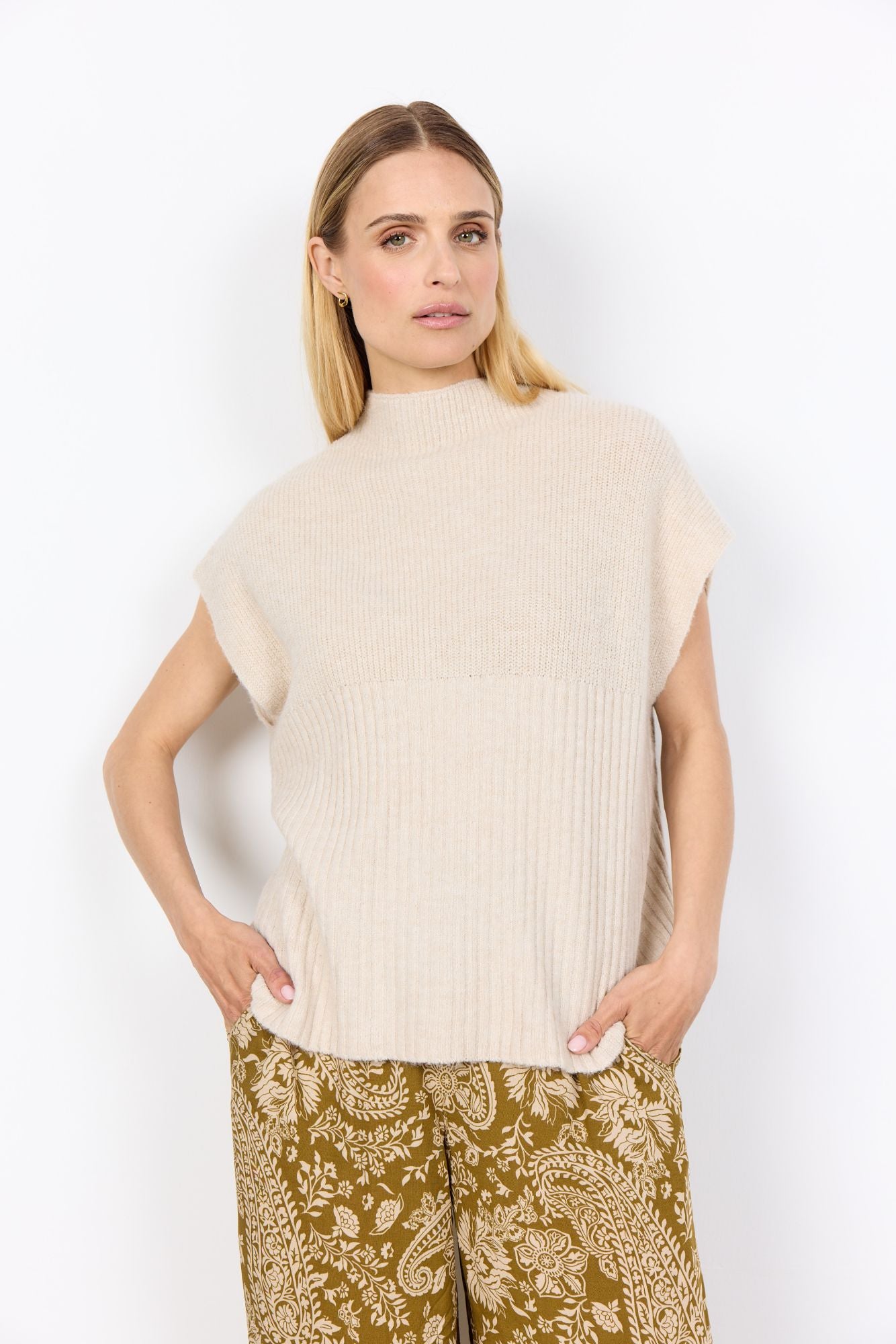 Soyaconcept Damen Strickweste weiß