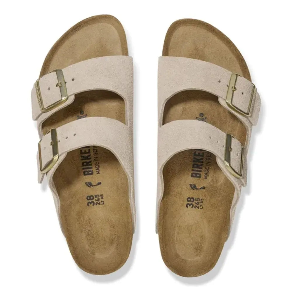 Birkenstock – Birkenstock Damen Arizona Suede Leather Sandcastle