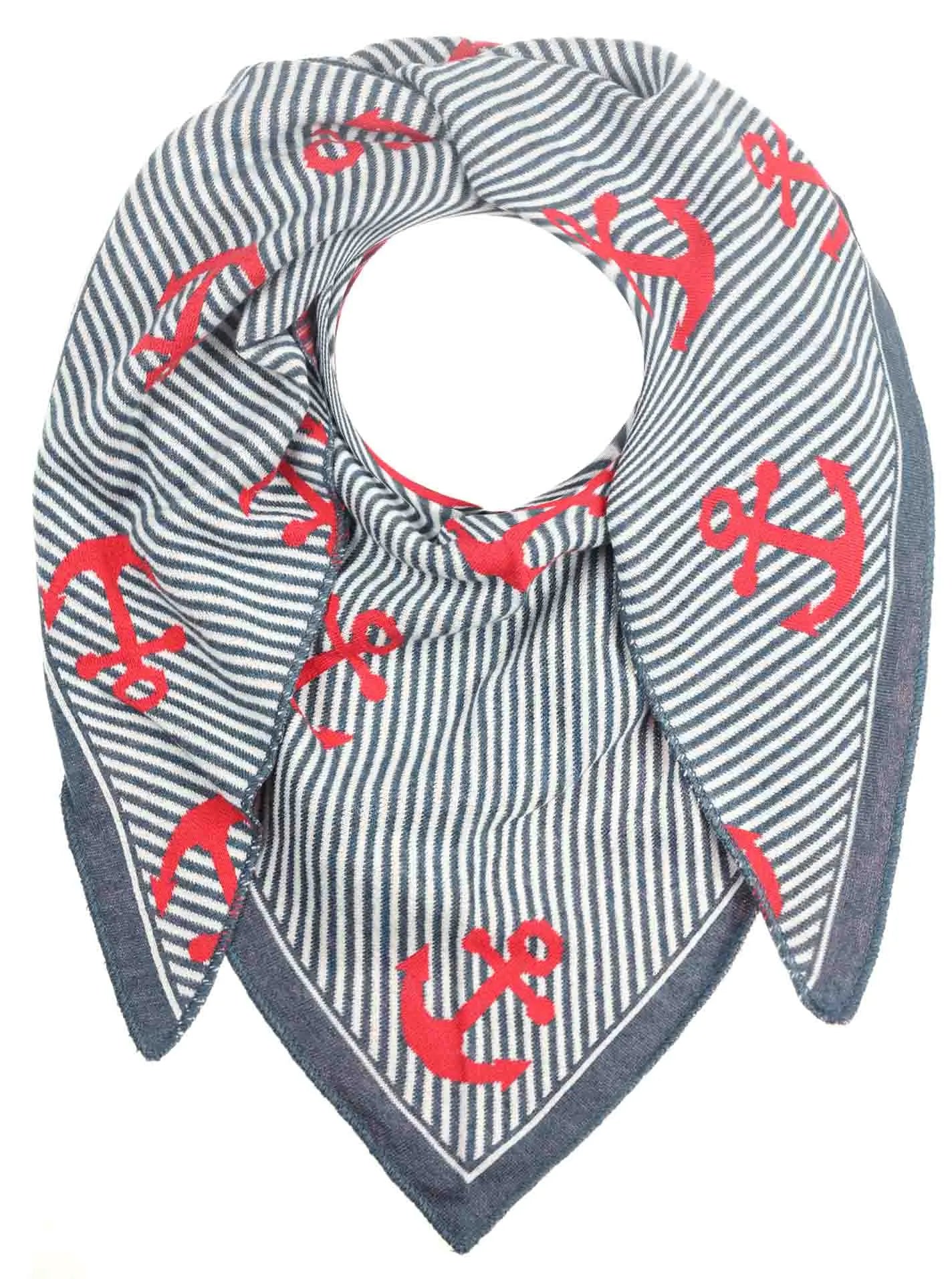Zwillingsherz Damen Dreieckstuch "Gestreifte Anker"