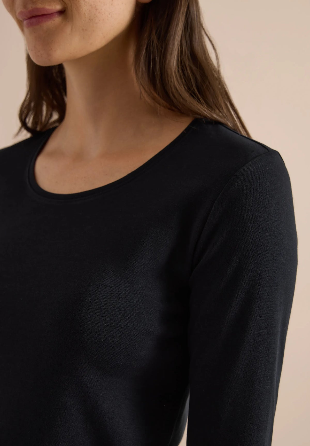 Cecil Damen Basic Langarm Shirt mit Rundhals