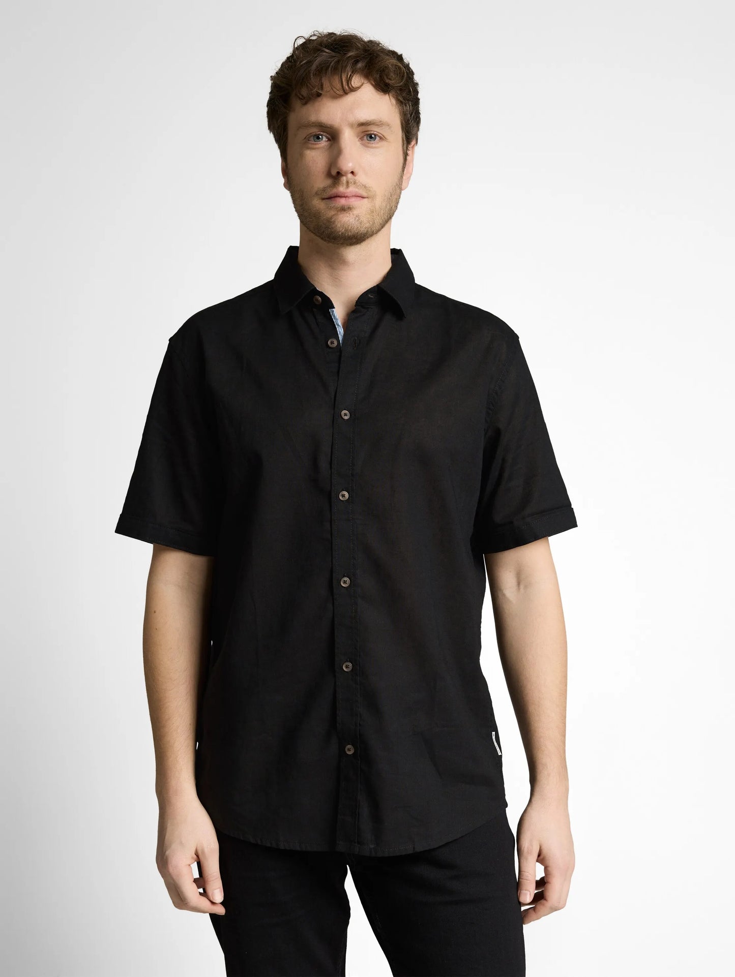 Tom Tailor – Regular Fit Kurzarmhemd mit Leinenanteil