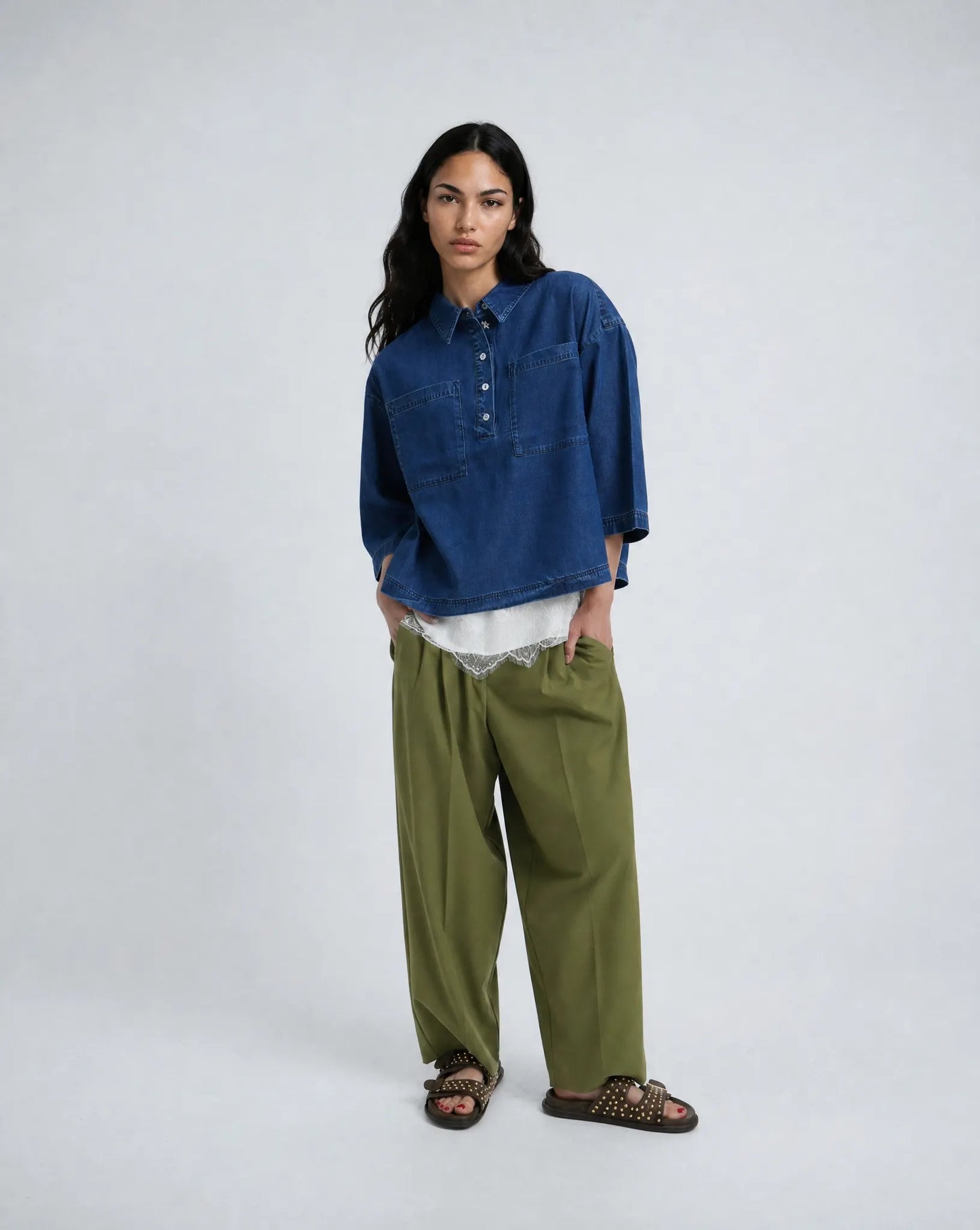 Lyocell Polo Blouse