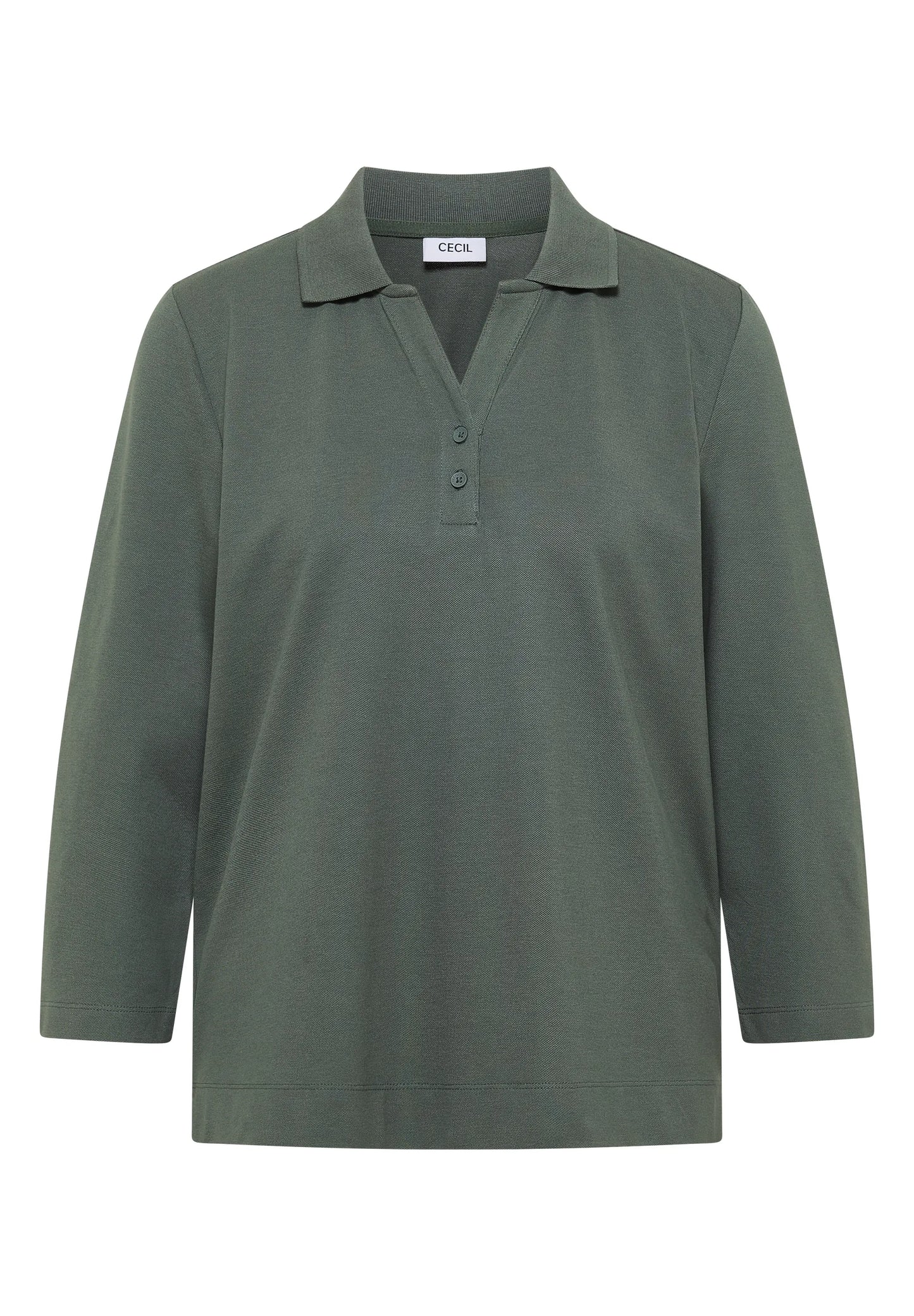 3/4-Arm Poloshirt mit Knopfdetail