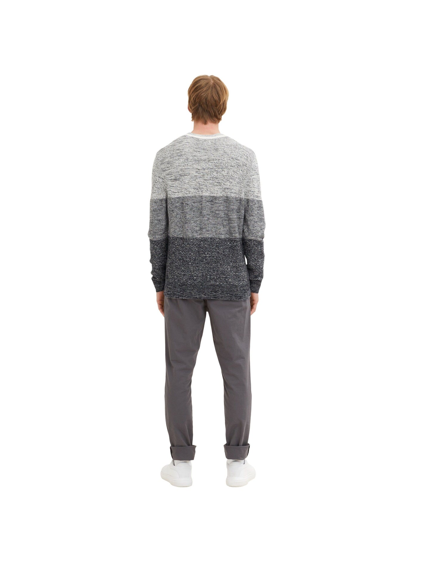 Tom Tailor Herren Strickpullover mit Struktur weiß
