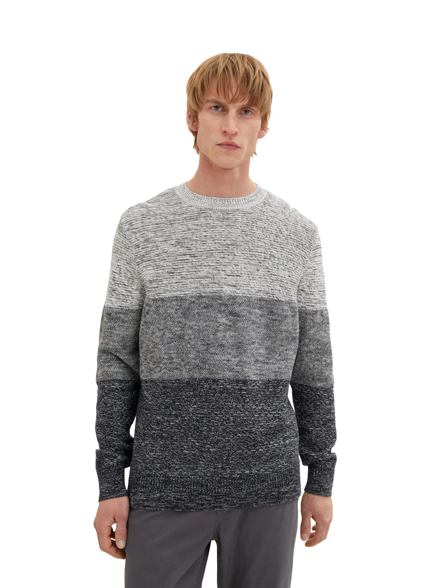 Tom Tailor Herren Strickpullover mit Struktur weiß