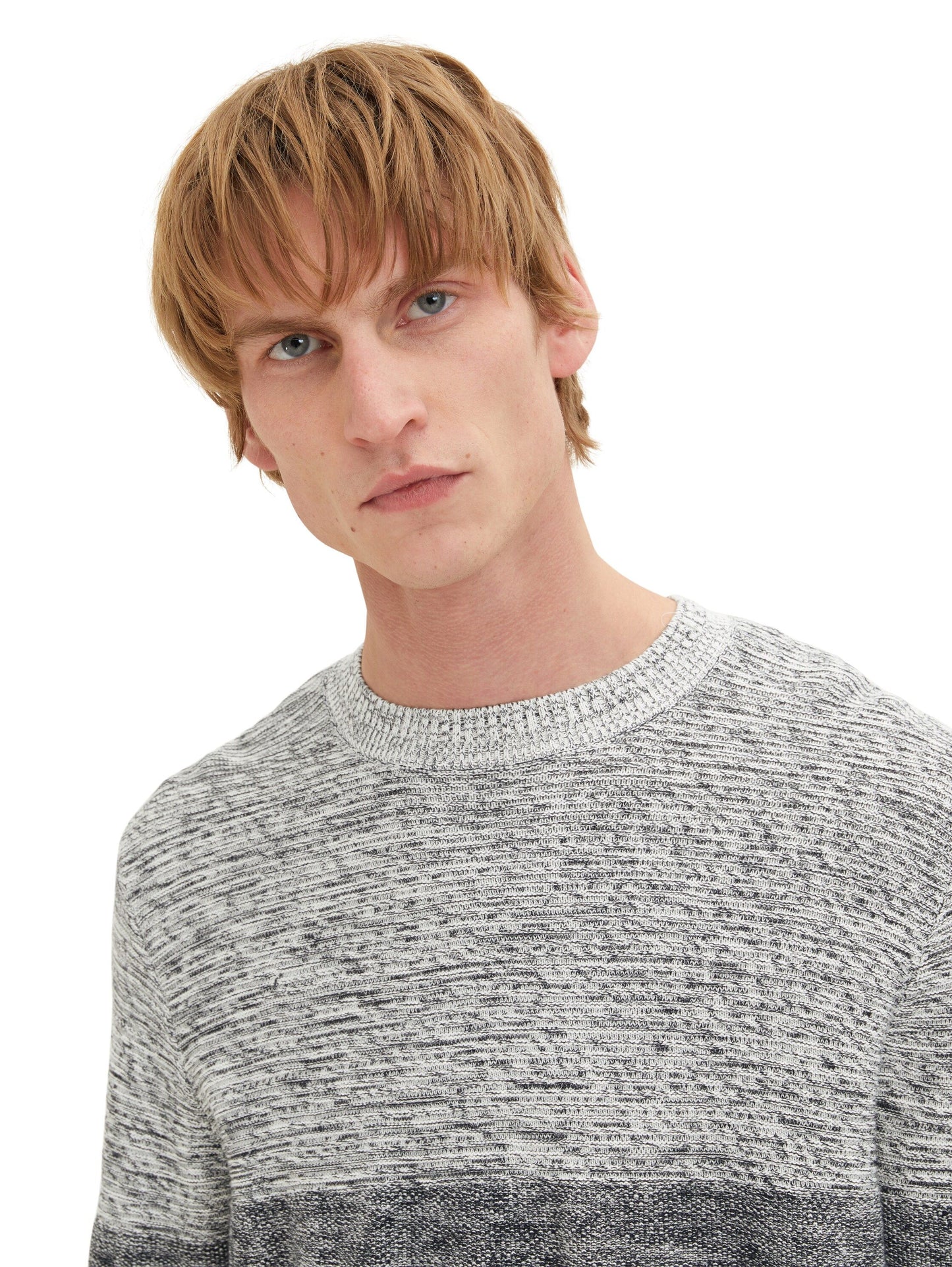Tom Tailor Herren Strickpullover mit Struktur weiß