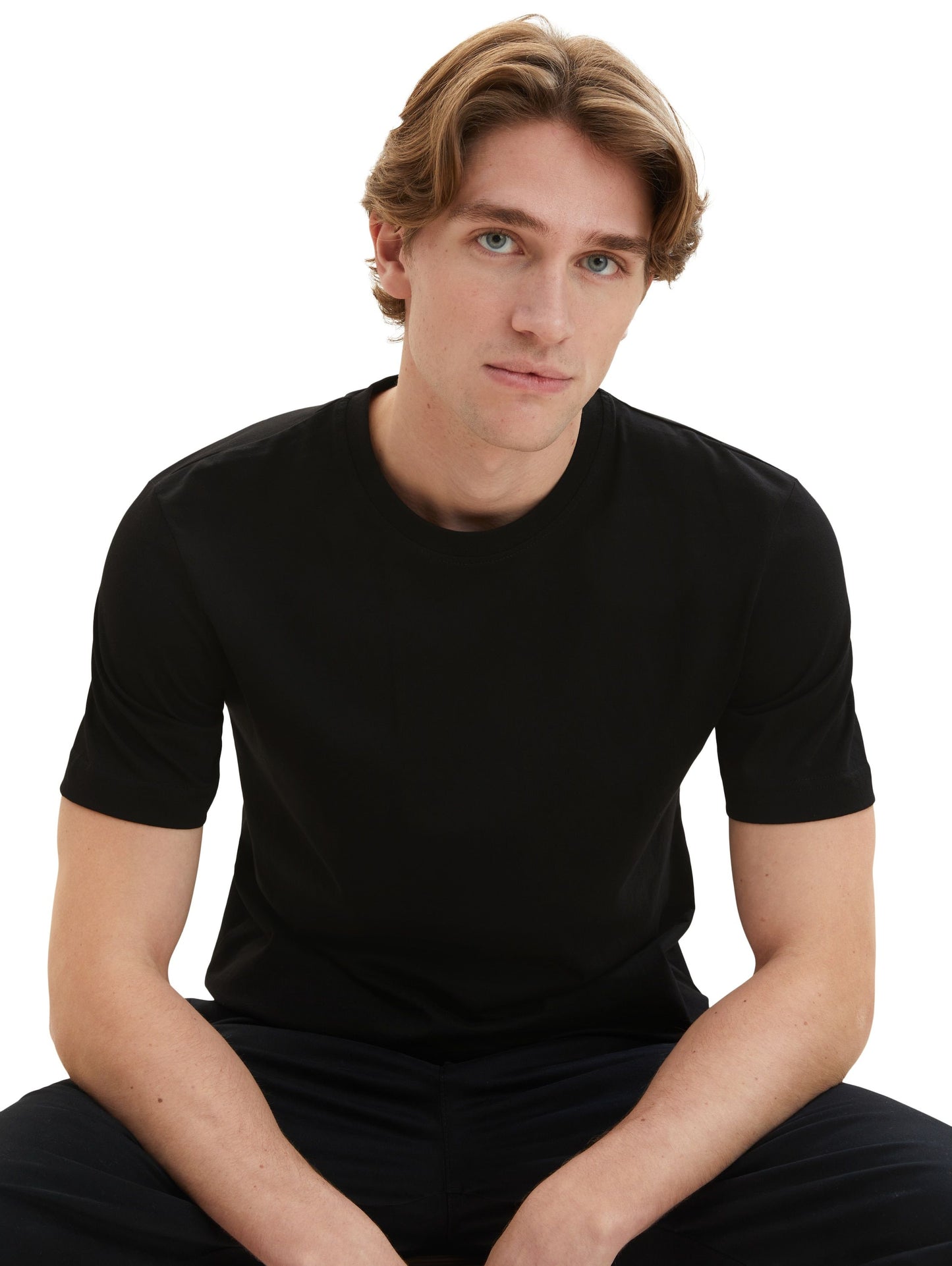 Tom Tailor Herren Basic T-Shirt im Doppelpack schwarz