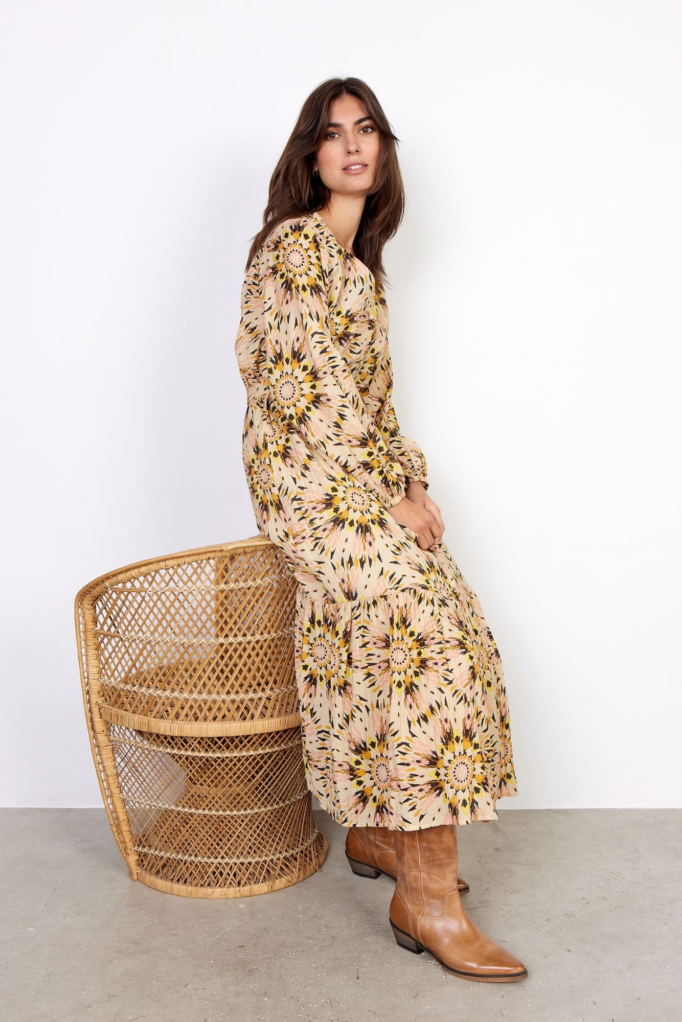Soyaconcept Damen Kleid SC-MIRRA 3 gelb