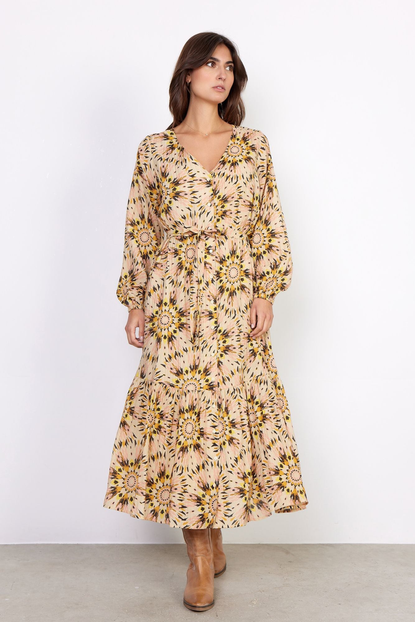 Soyaconcept Damen Kleid SC-MIRRA 3 gelb