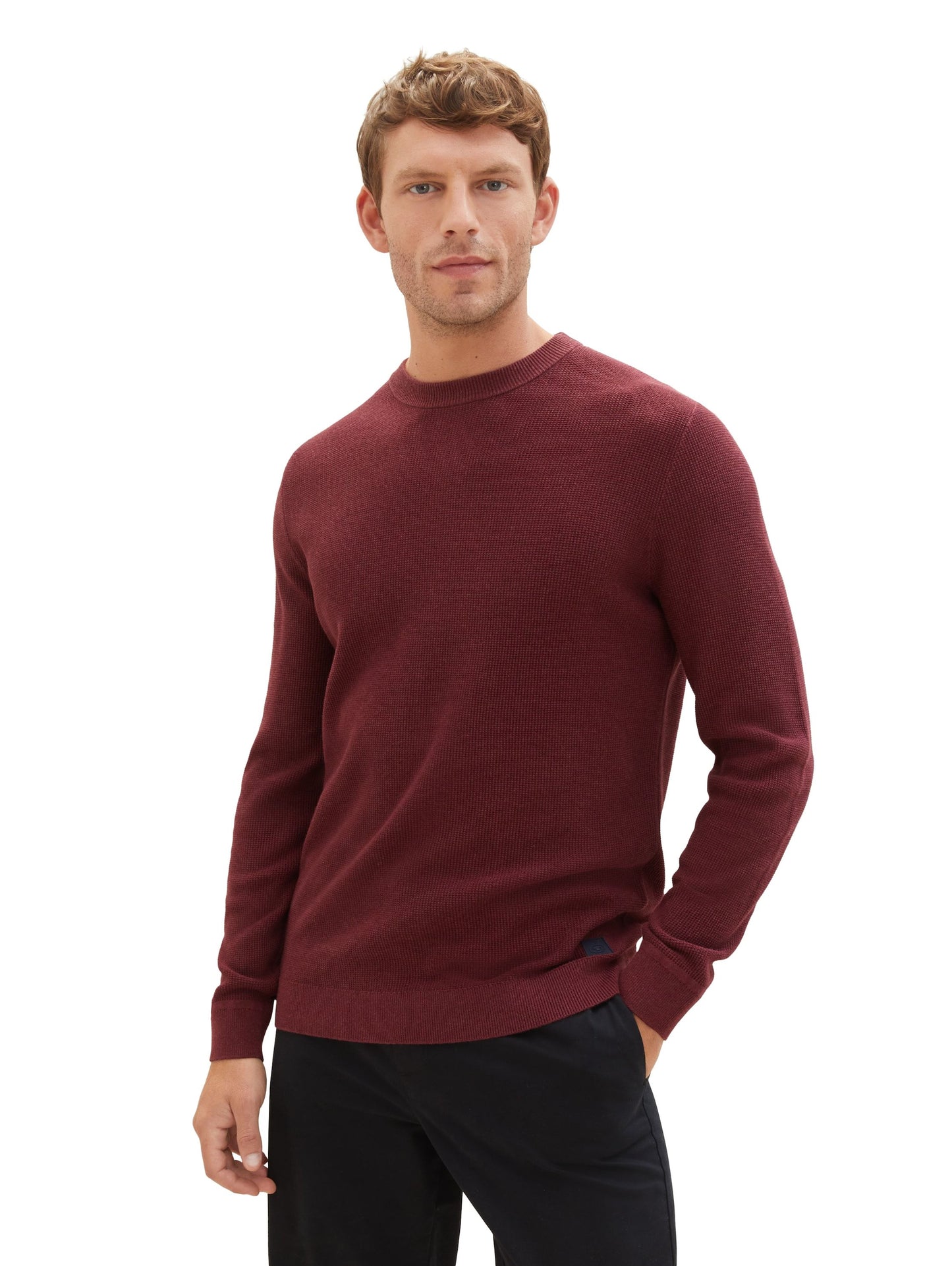 Tom Tailor Herren Strickpullover mit Struktur rot