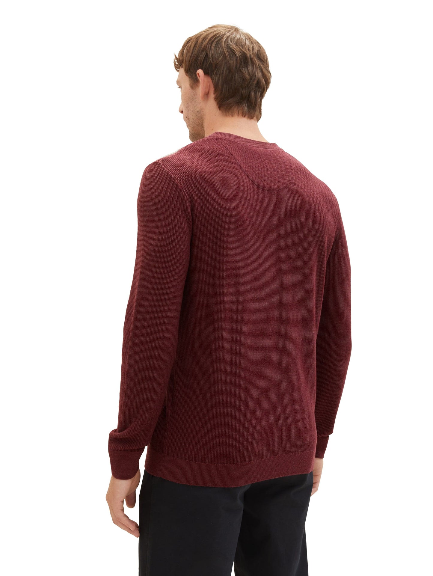 Tom Tailor Herren Strickpullover mit Struktur rot