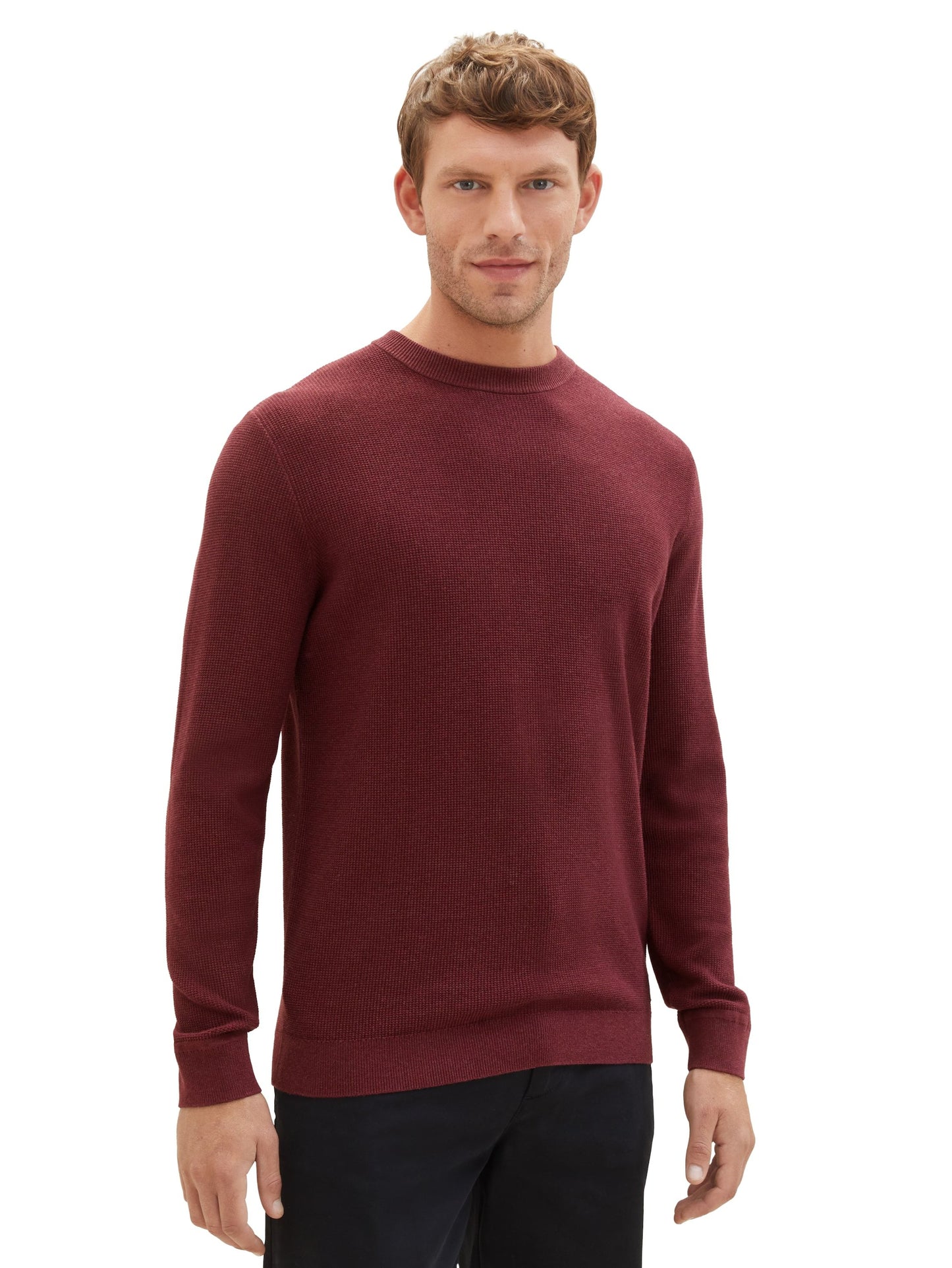 Tom Tailor Herren Strickpullover mit Struktur rot