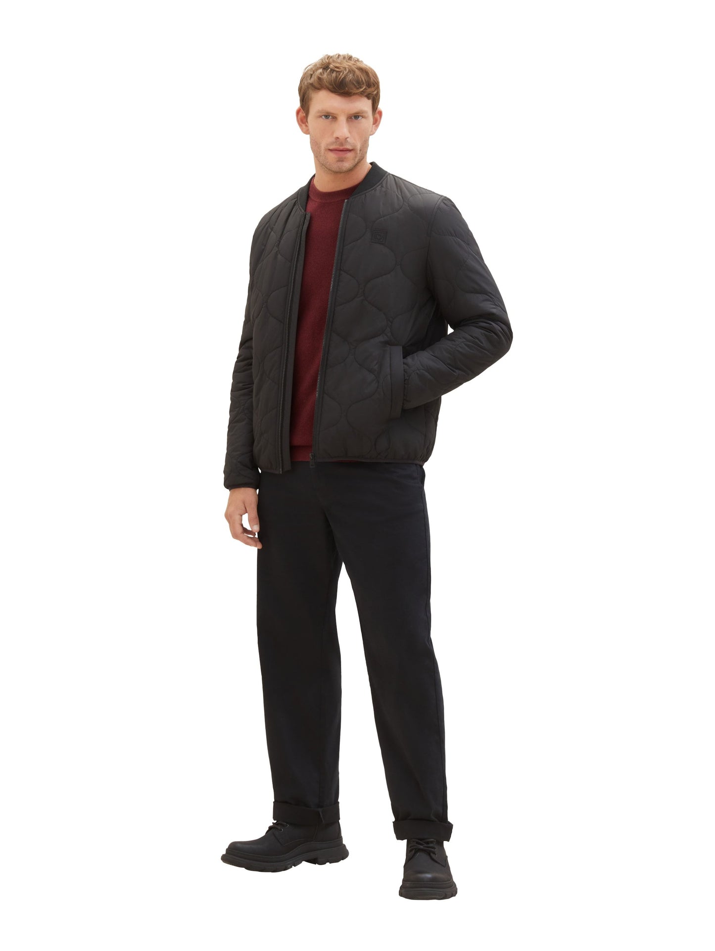 Tom Tailor Herren Strickpullover mit Struktur rot