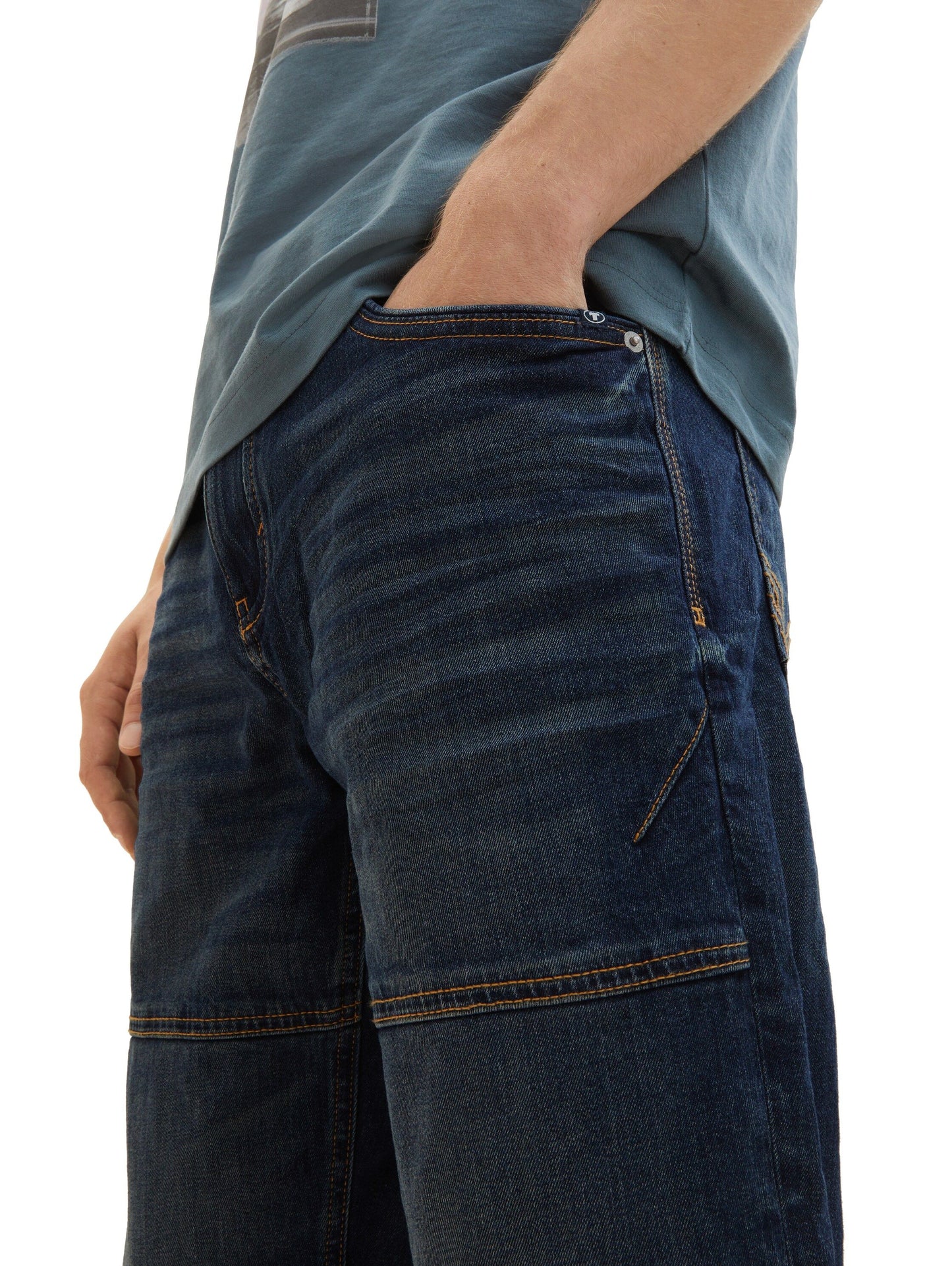 Tom Tailor Herren Shorts Morris Overknee blau
