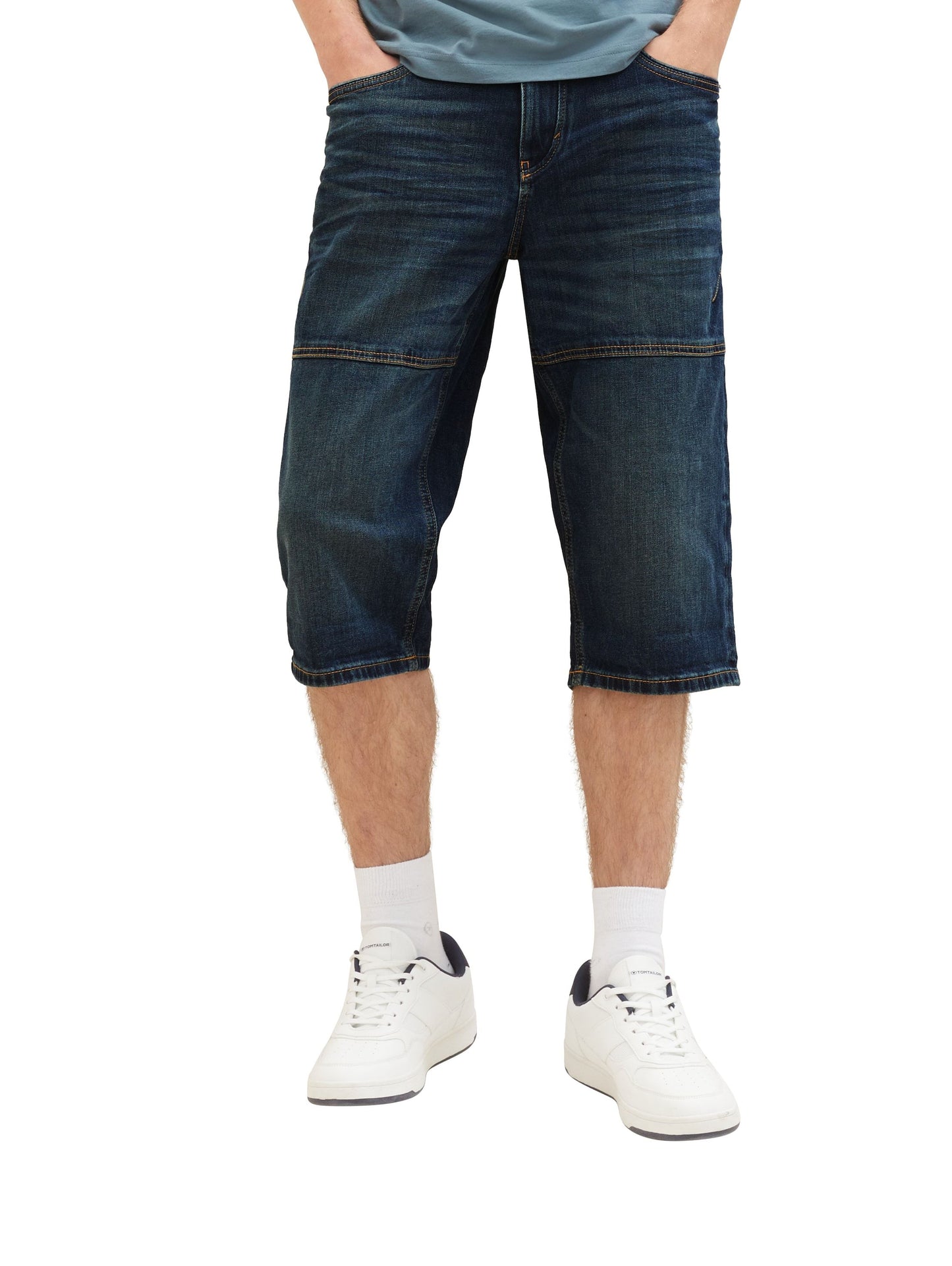 Tom Tailor Herren Shorts Morris Overknee blau