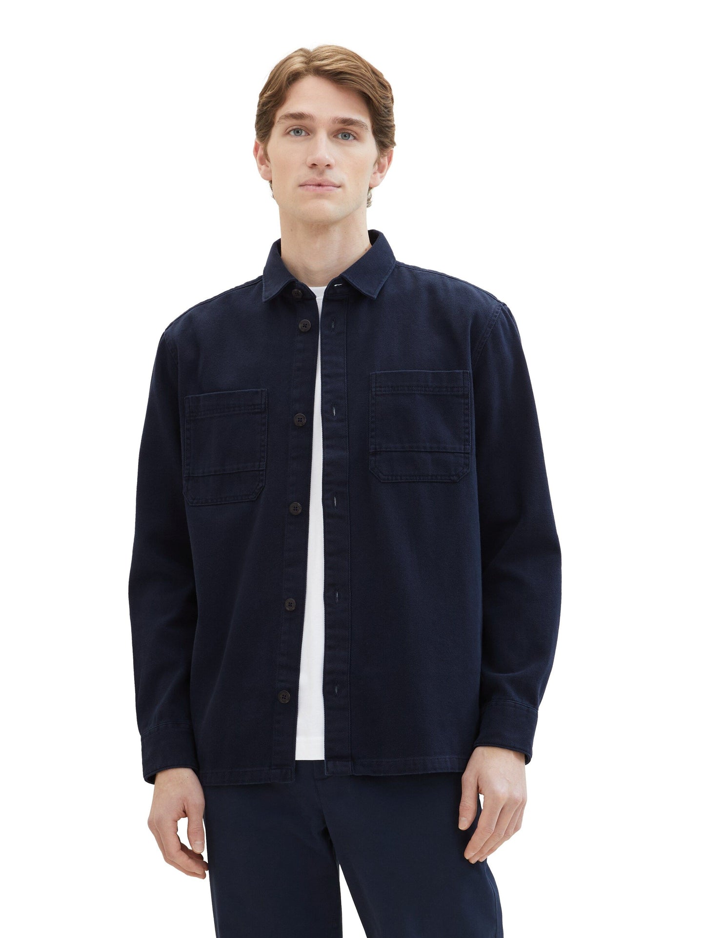 Tom Tailor Herren Twill Overshirt Hemd blau