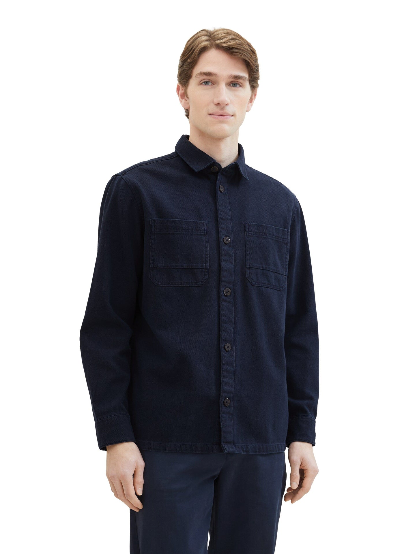 Tom Tailor Herren Twill Overshirt Hemd blau