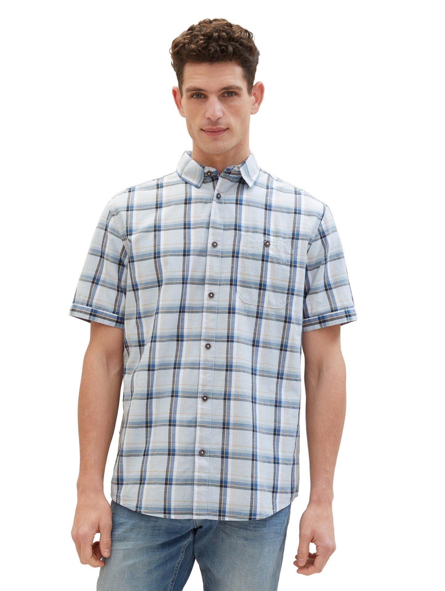 Tom Tailor Herren Kurzarmhemd blau