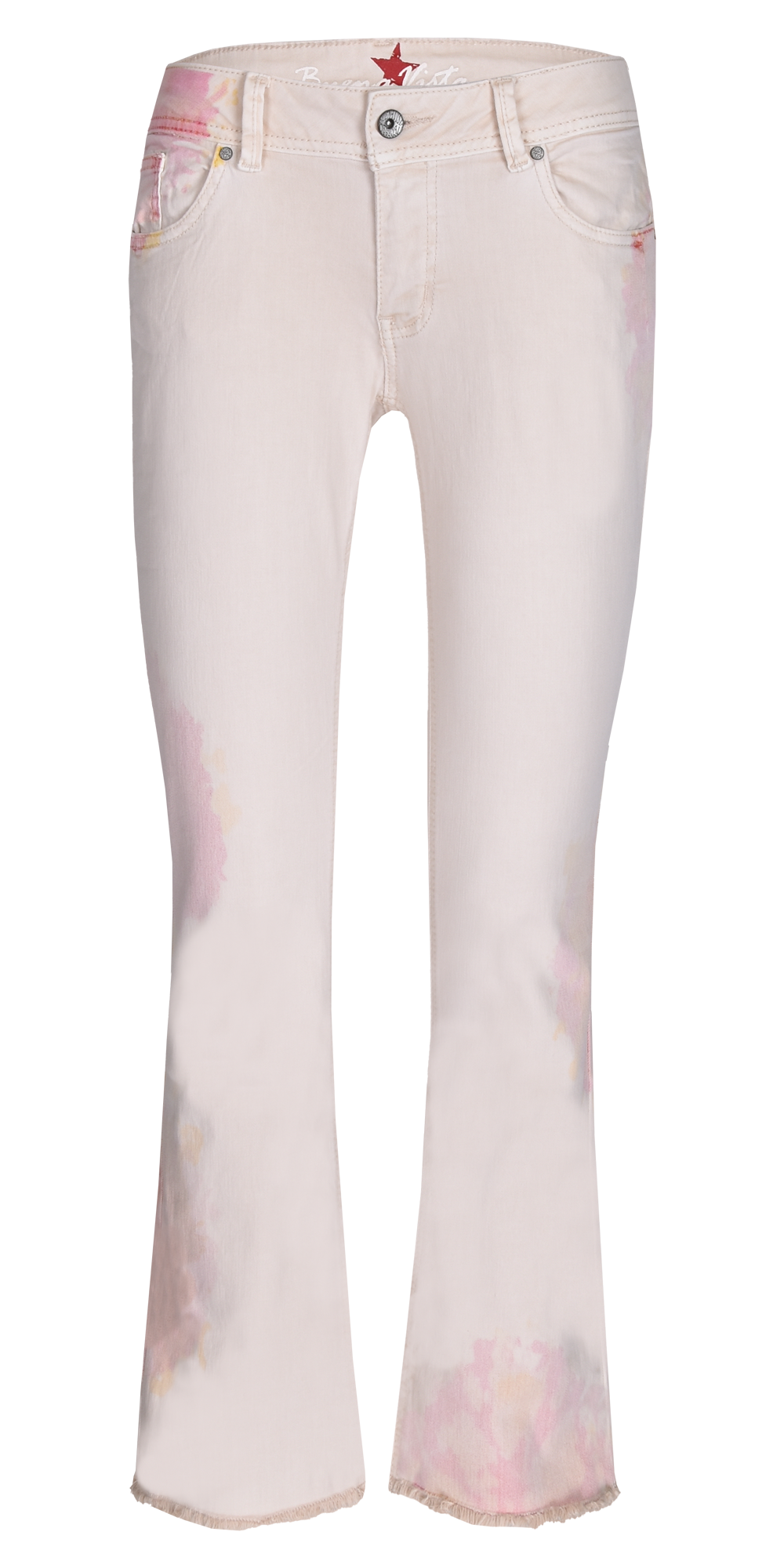 Buena Visa Damen Jeans Malibu-Zip Bootcut 7/8 stretch twil rosa