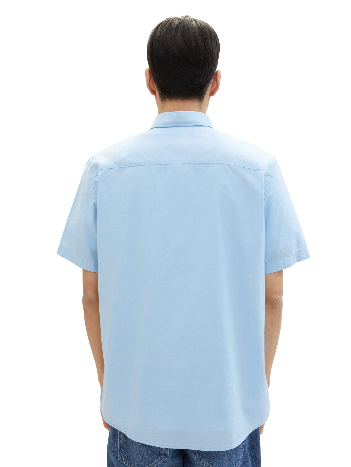 Tom Tailor Herren Basic Kurzarmhemd blau