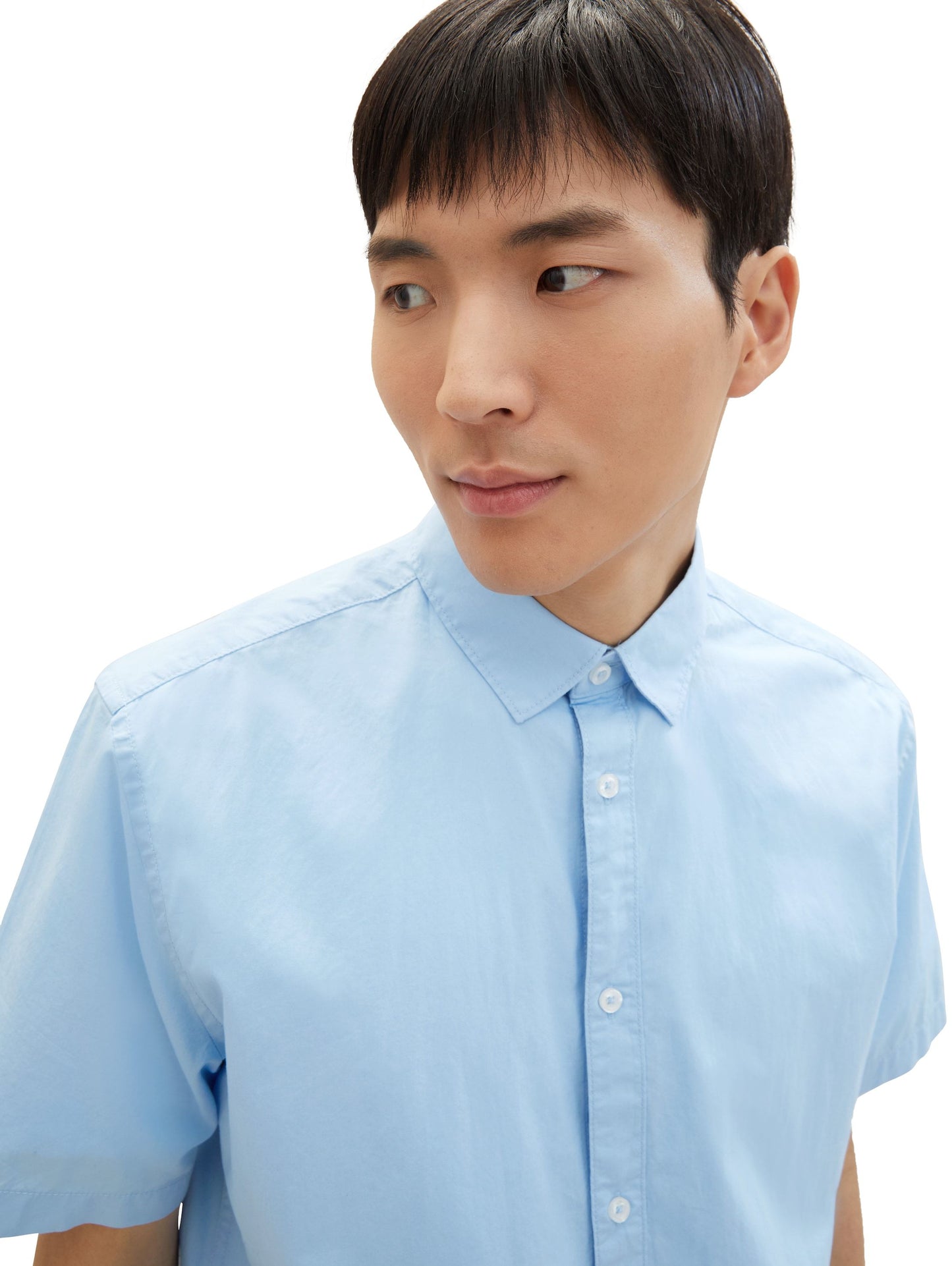Tom Tailor Herren Basic Kurzarmhemd blau