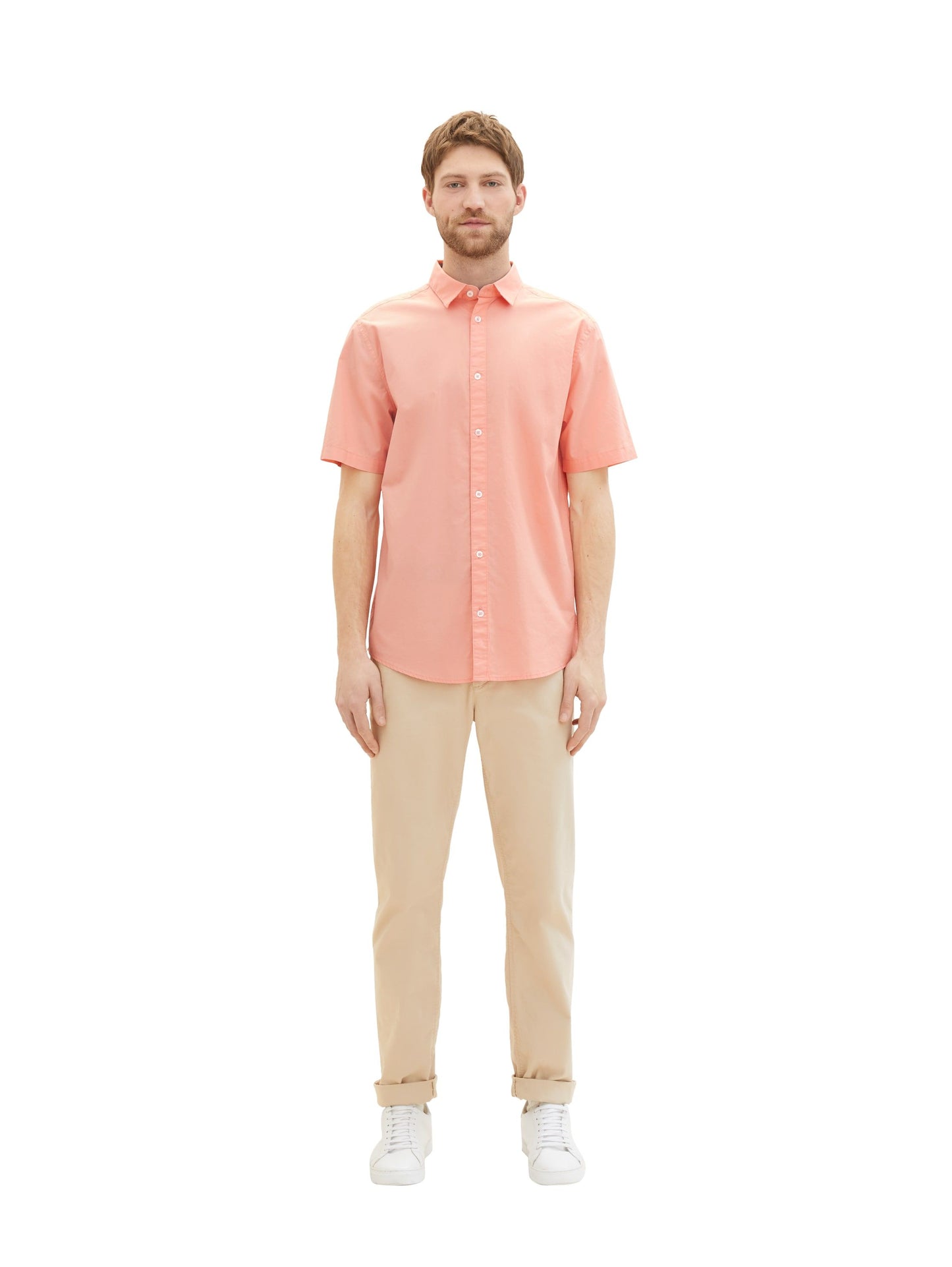Tom Tailor Herren Basic Kurzarmhemd rot