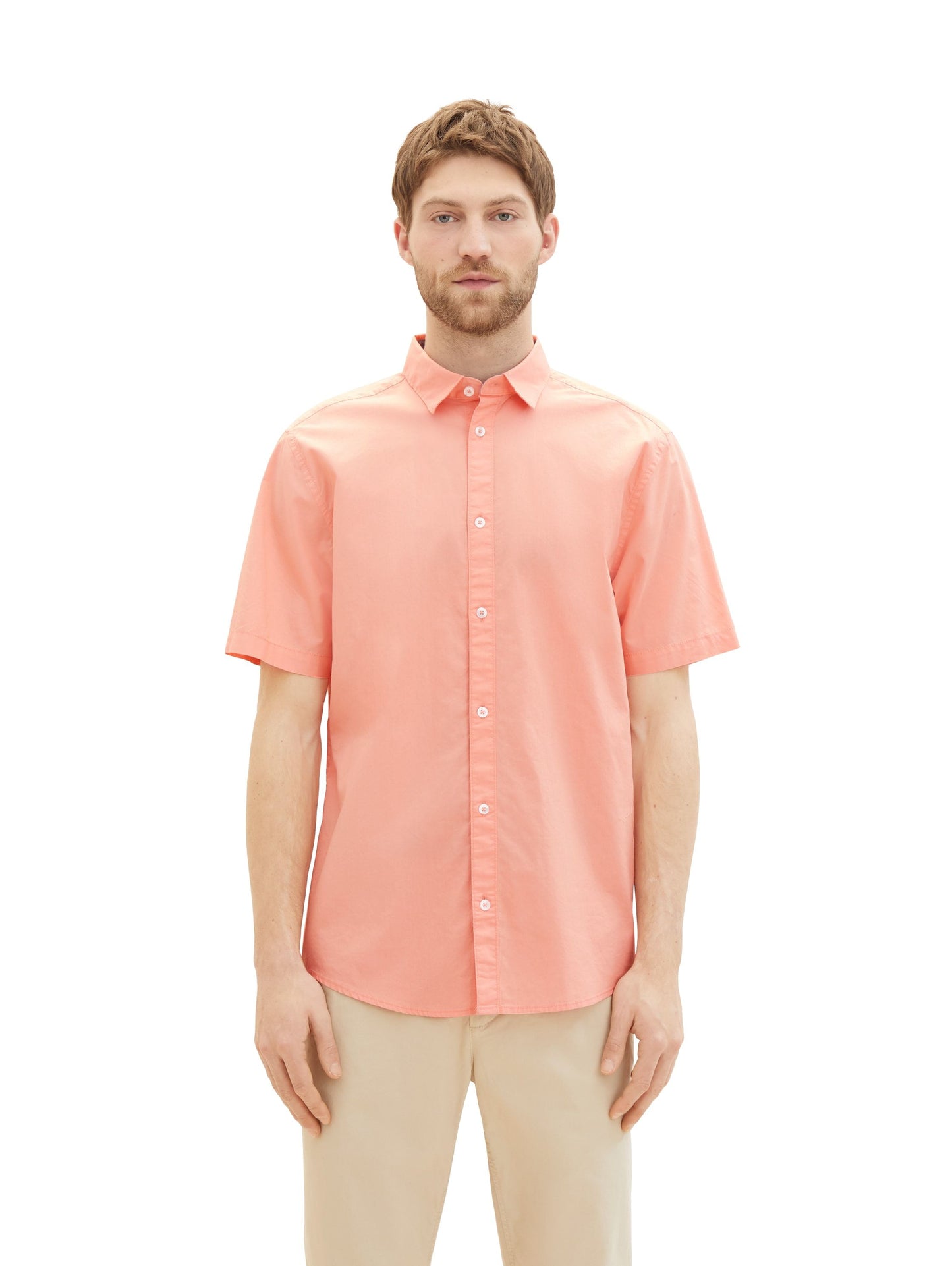 Tom Tailor Herren Basic Kurzarmhemd rot