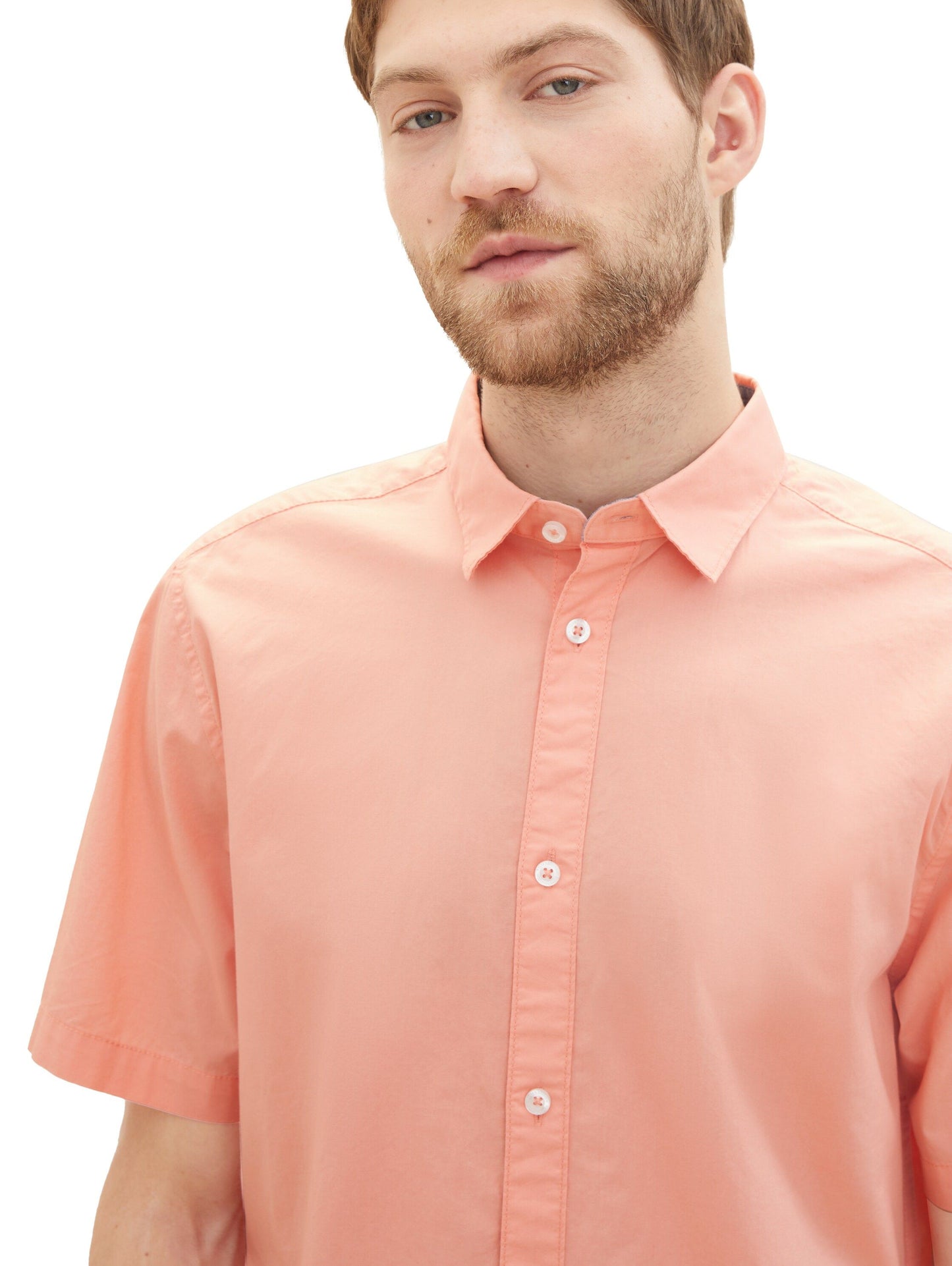 Tom Tailor Herren Basic Kurzarmhemd rot