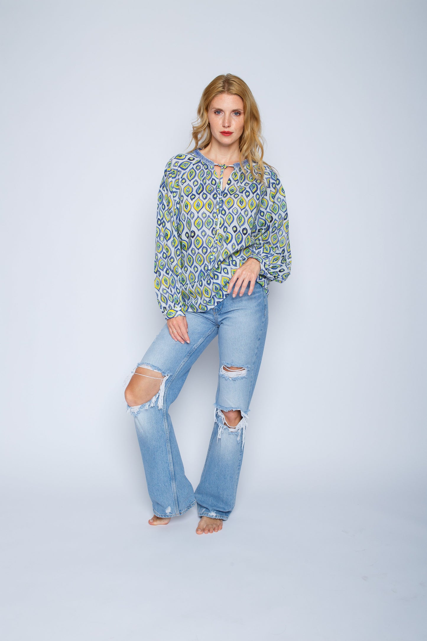 Emily van den Bergh Damen Bluse gelb