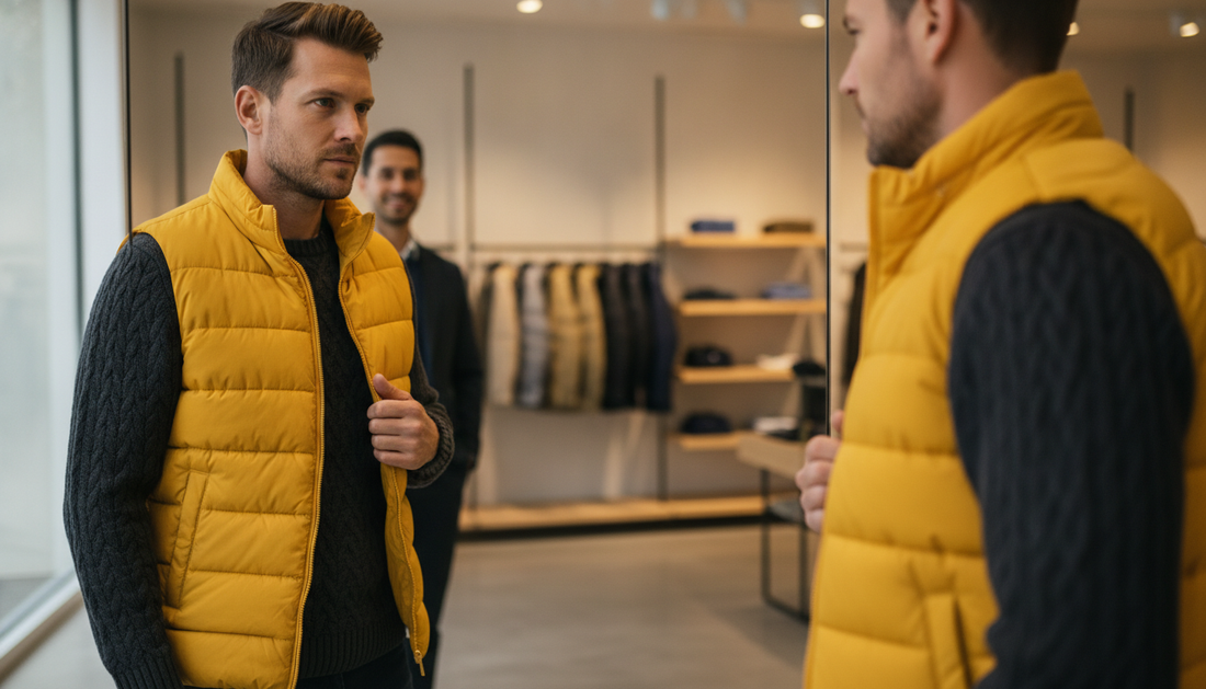 Gelbe Herren-Steppweste: Passform, Stil und Kombi-Tipps