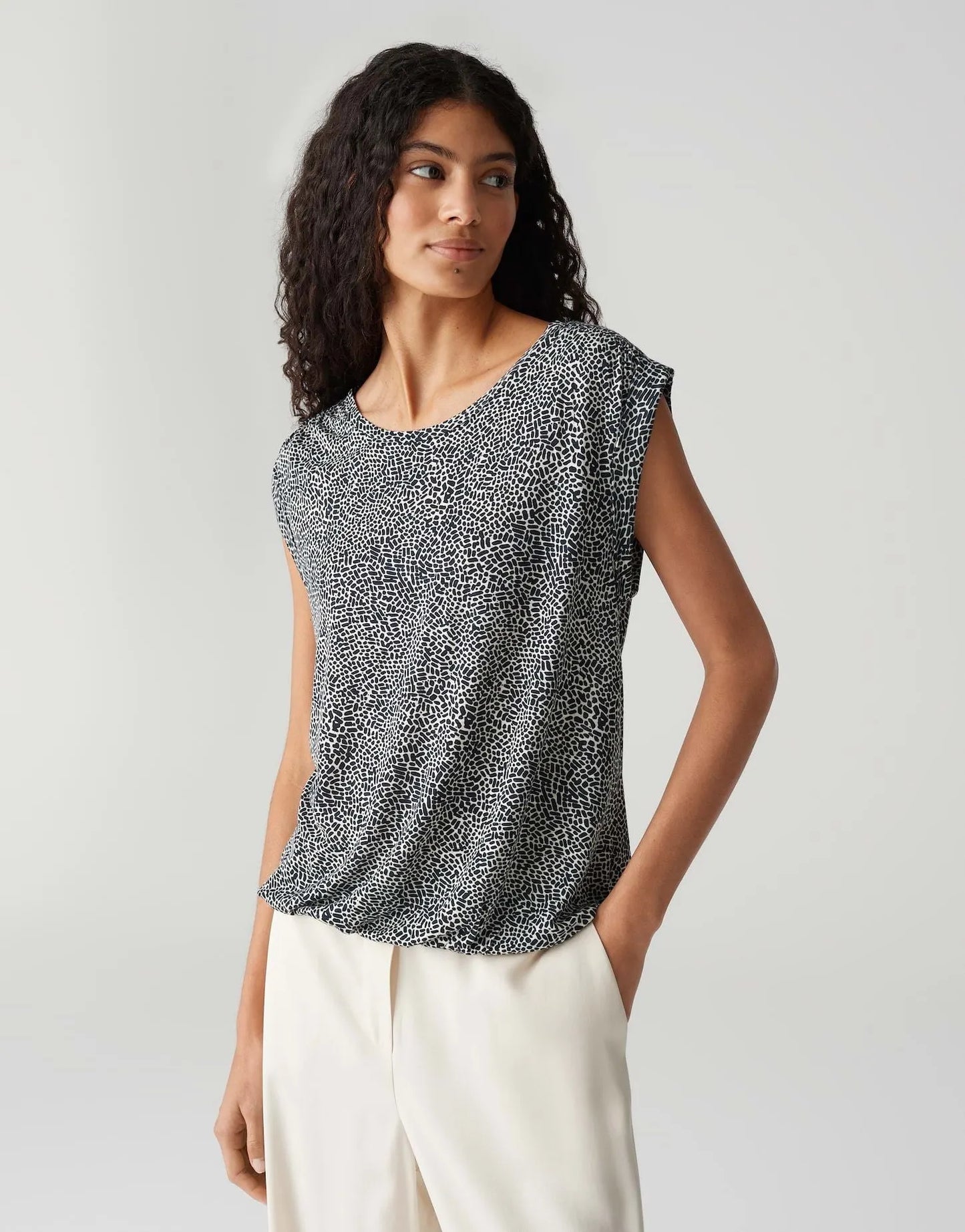 OPUS – Opus Damen Kurzarmbluse Struki minimal