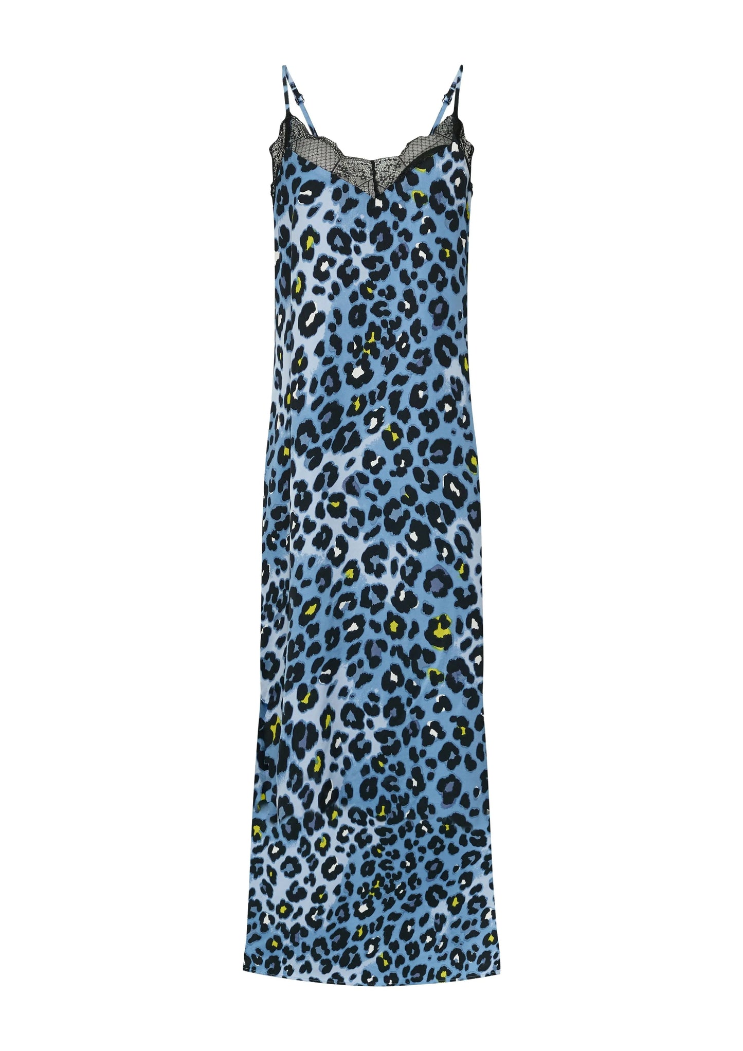 s.Oliver – Ärmelloses Kleid aus Satin in Blau