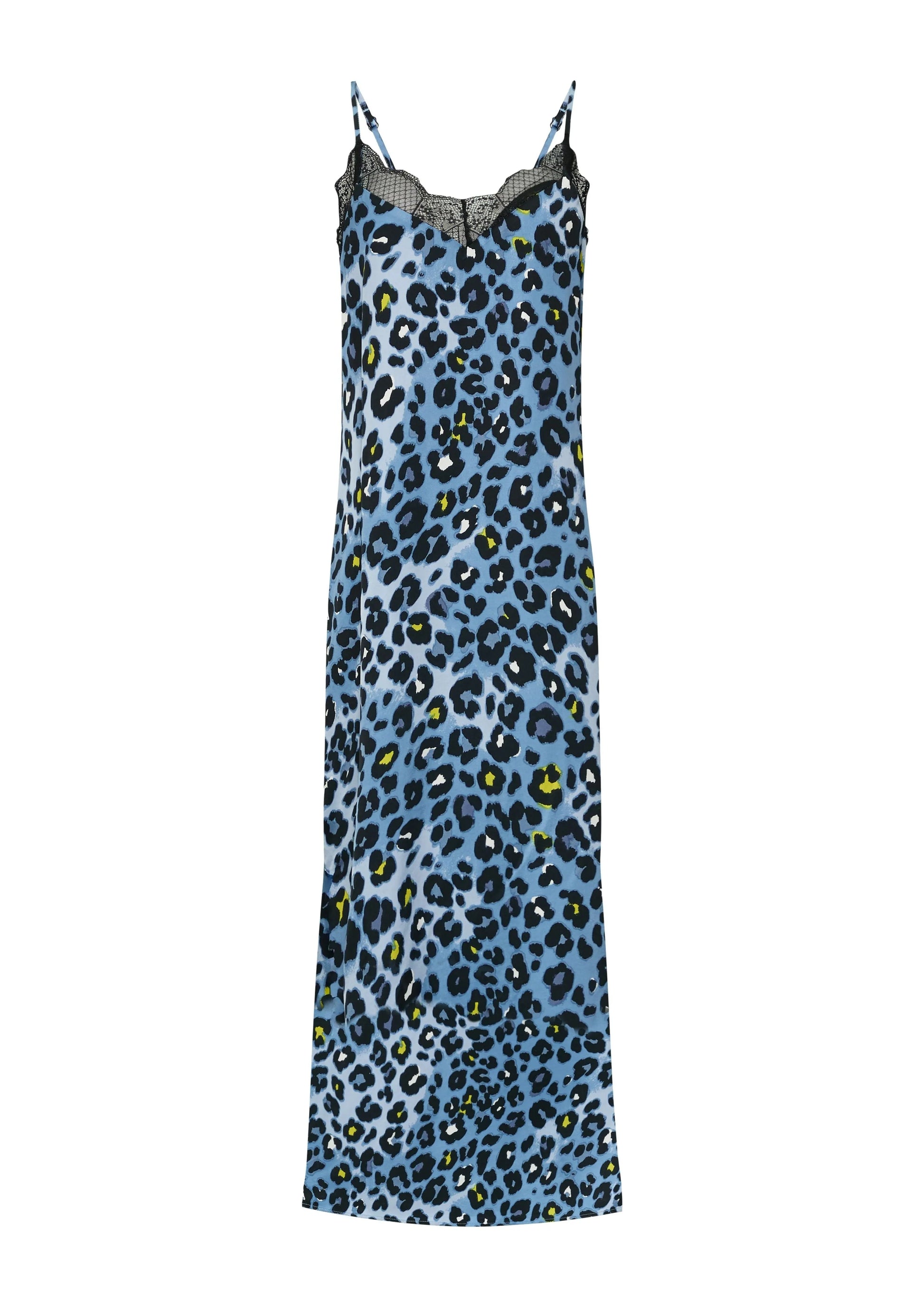 s.Oliver – Ärmelloses Kleid aus Satin in Blau
