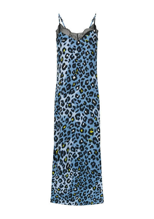 s.Oliver – Ärmelloses Kleid aus Satin in Blau