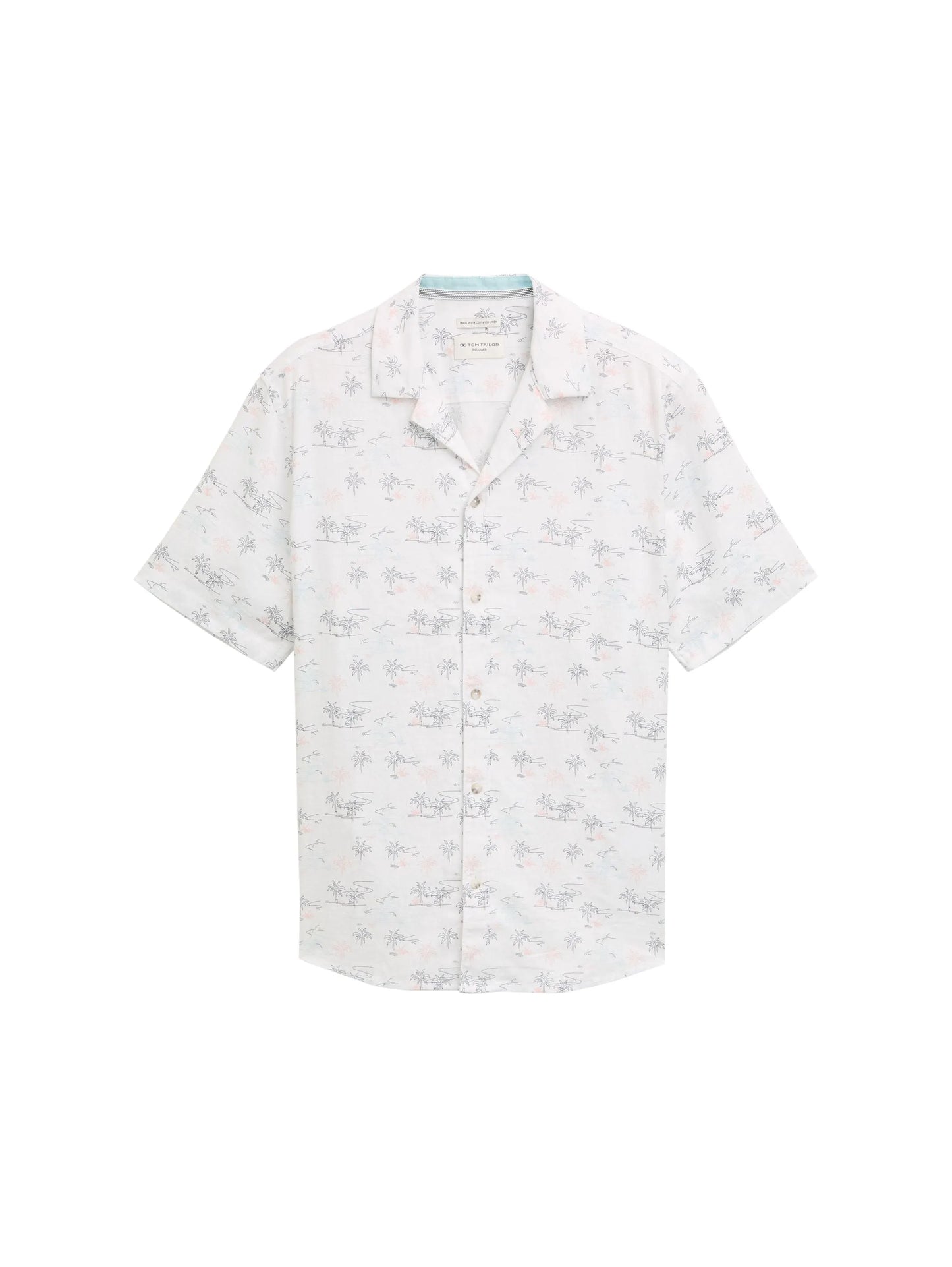 Tom Tailor – Tom Tailor Herren Regular Fit Kurzarmhemd mit Leinenanteil