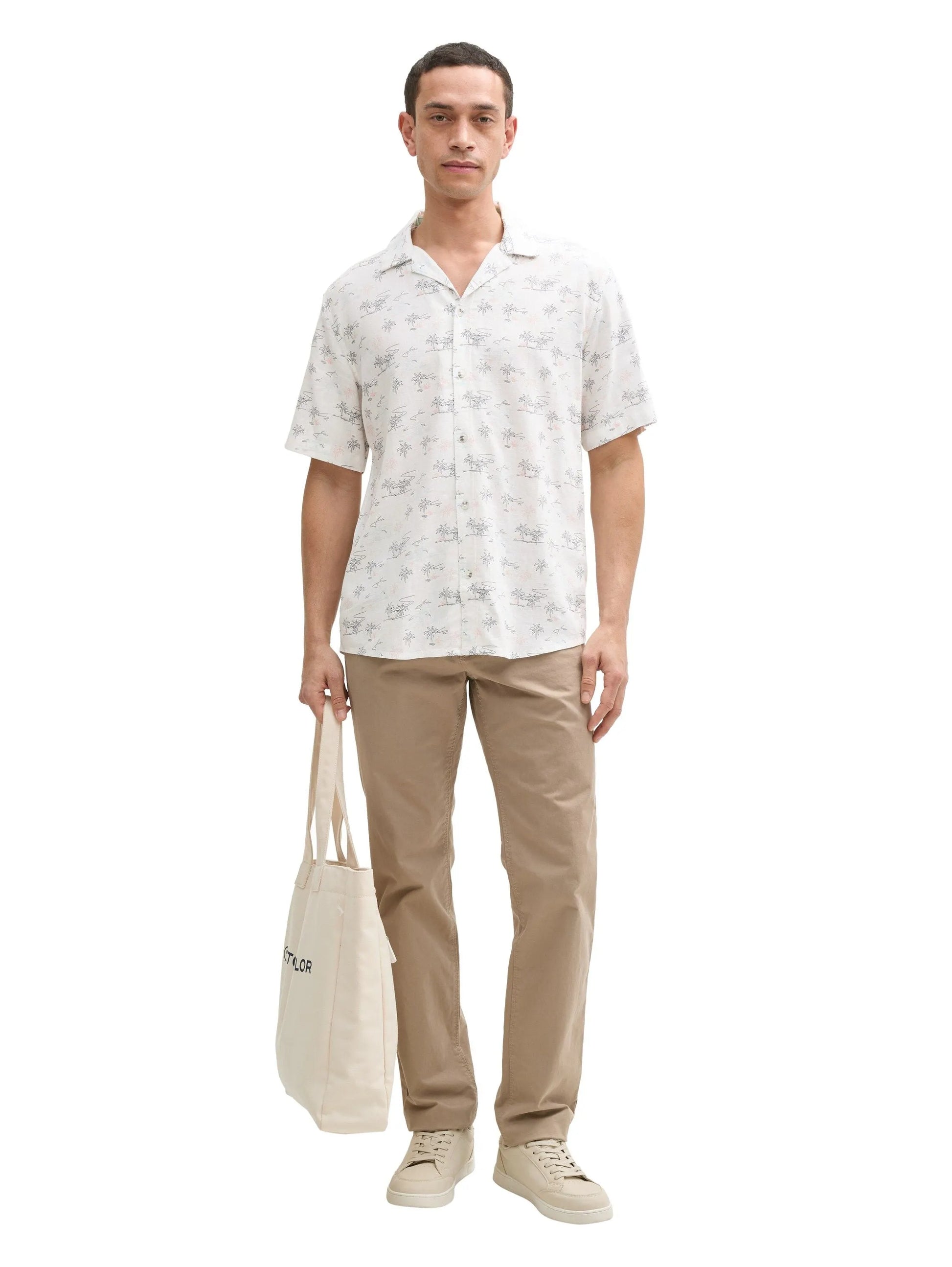 Tom Tailor – Tom Tailor Herren Regular Fit Kurzarmhemd mit Leinenanteil