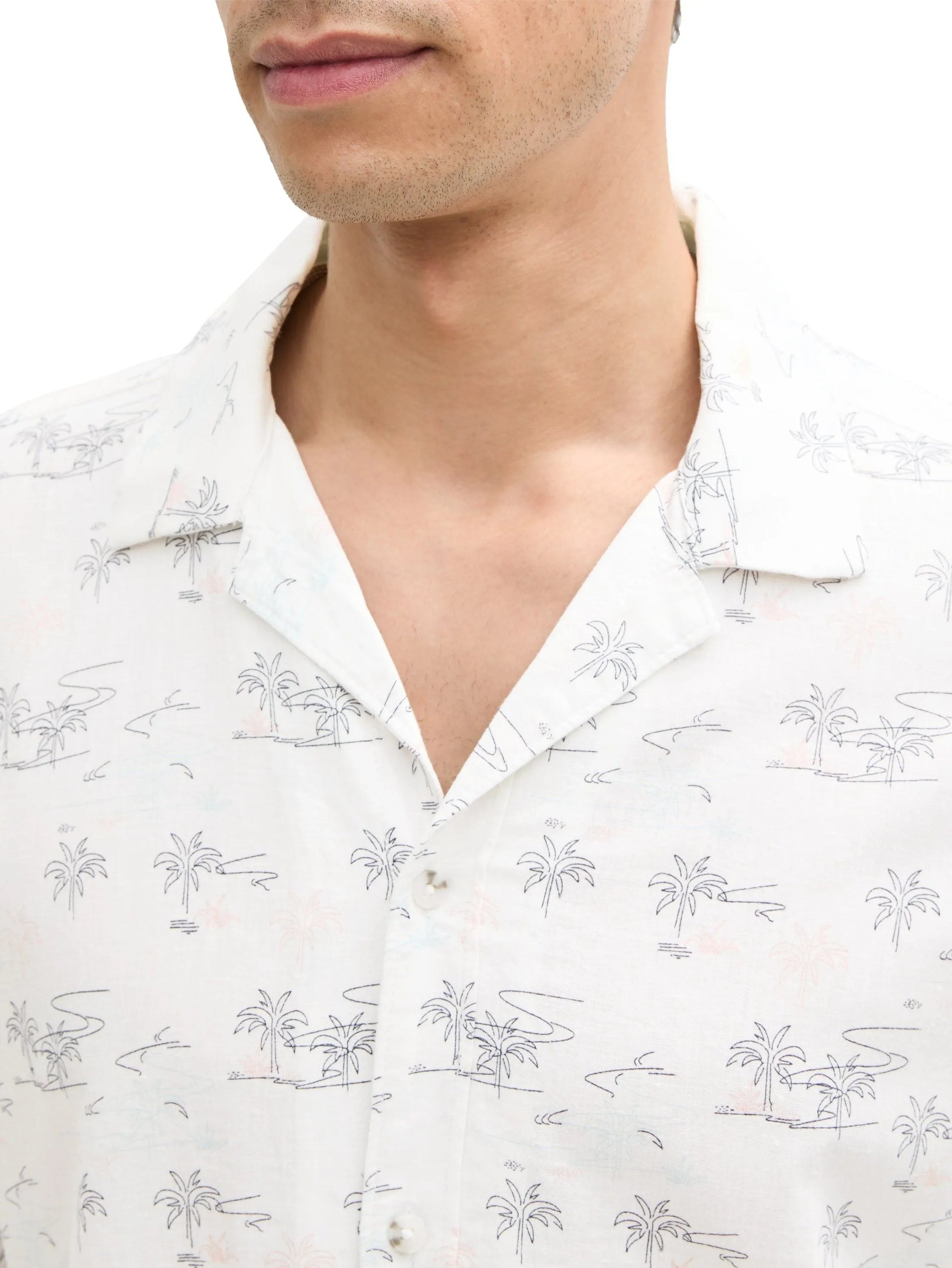Tom Tailor – Tom Tailor Herren Regular Fit Kurzarmhemd mit Leinenanteil