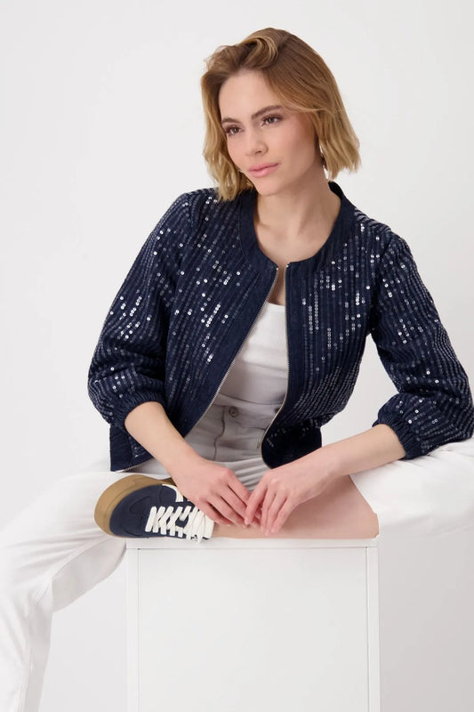 Monari – Monari Damen Jeansjacke mit Pailletten