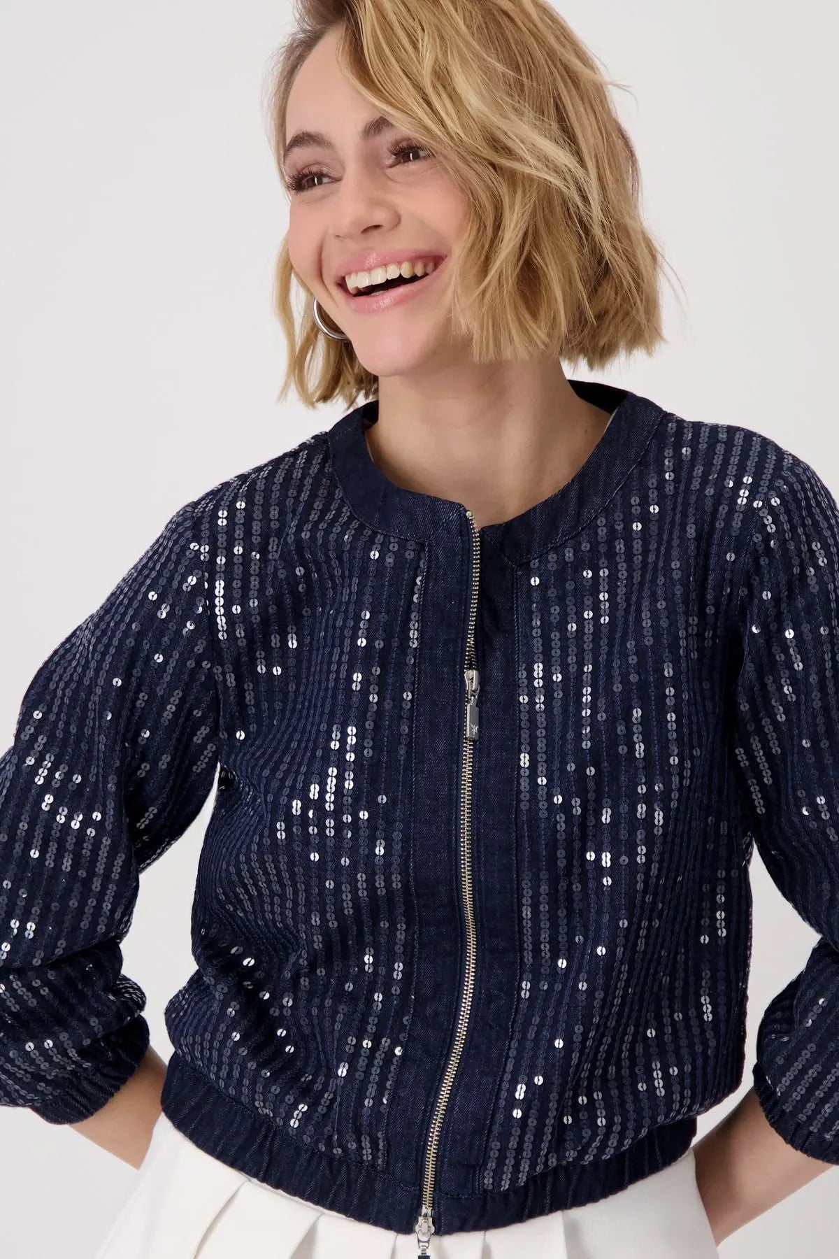 Monari – Monari Damen Jeansjacke mit Pailletten