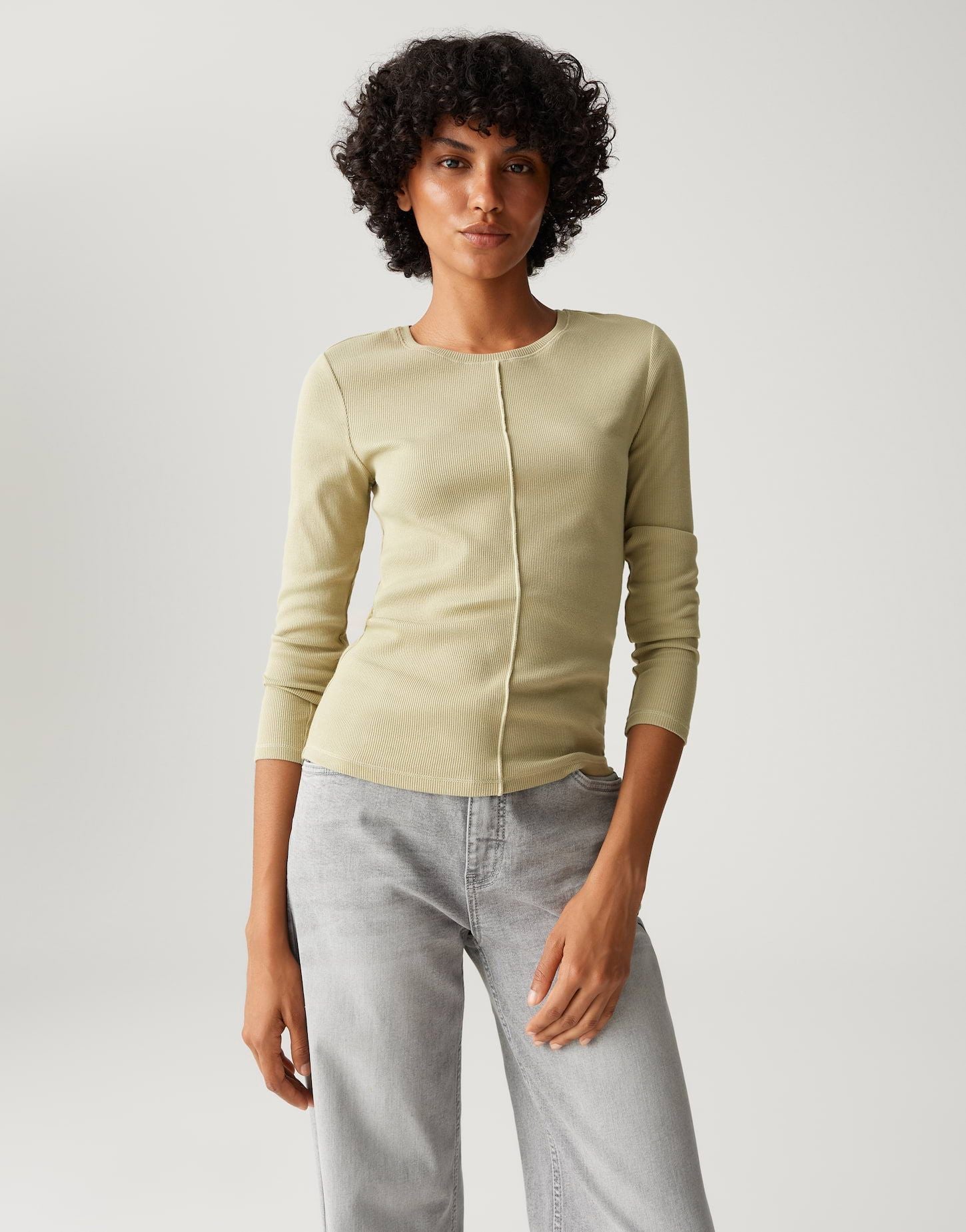 Opus Damen Langarmshirt Sadalie grün