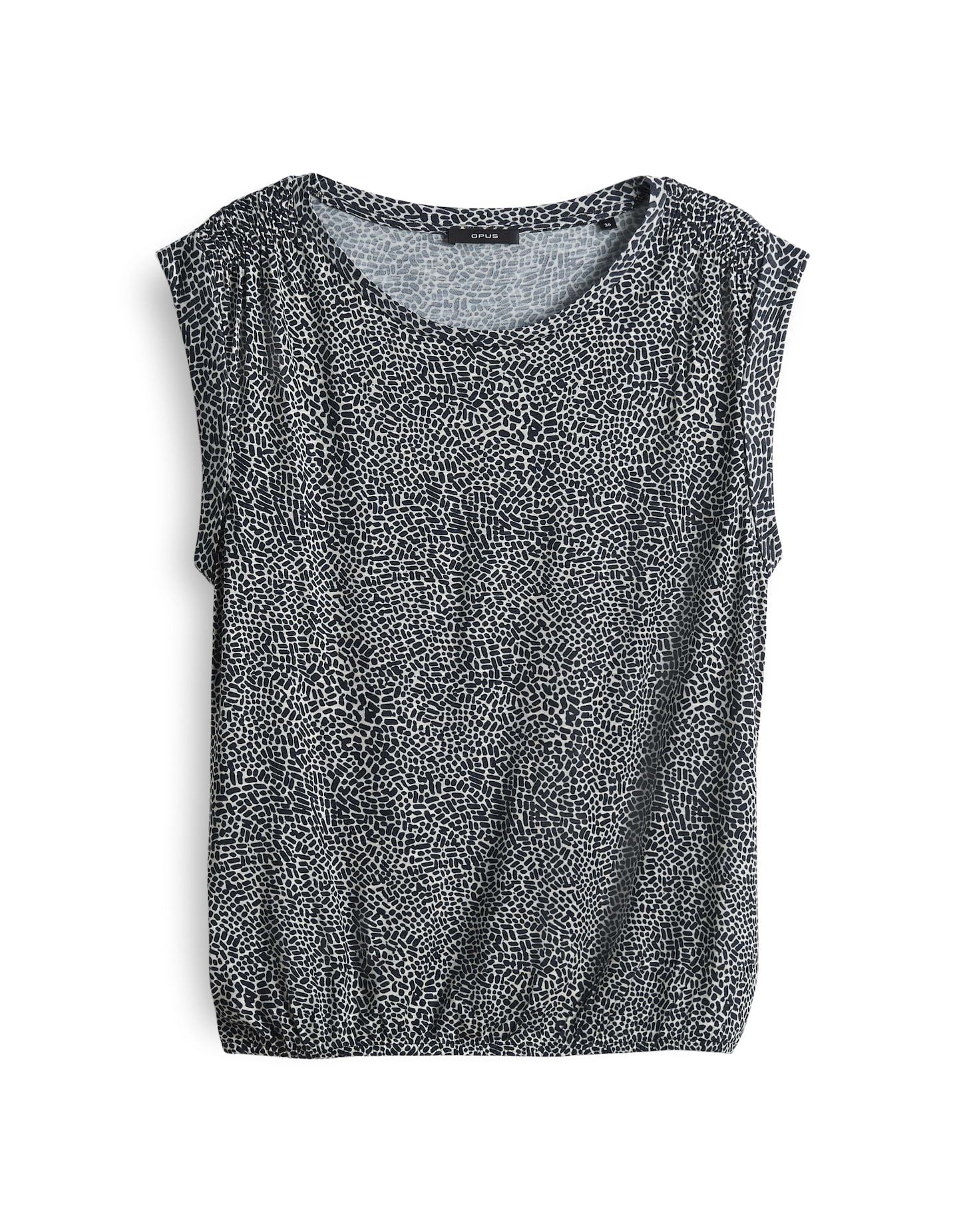 Opus Damen Kurzarmbluse Struki minimal 44 blau