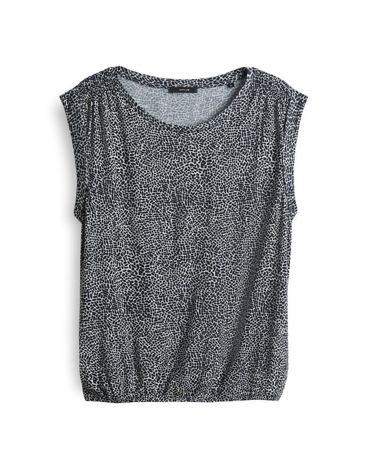 Opus Damen Kurzarmbluse Struki minimal 44 blau