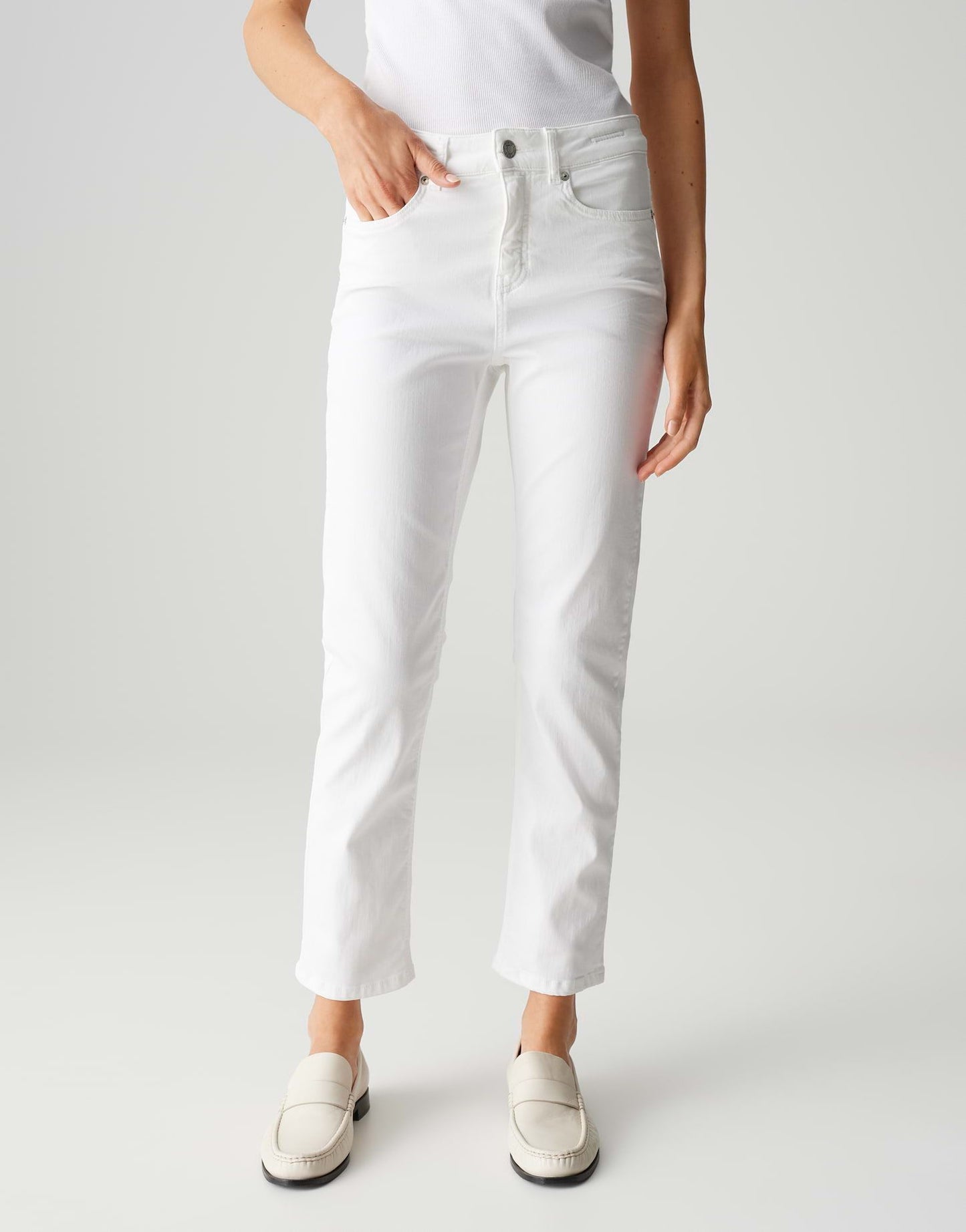 Opus Pants Damen Jeans Melly base weiß