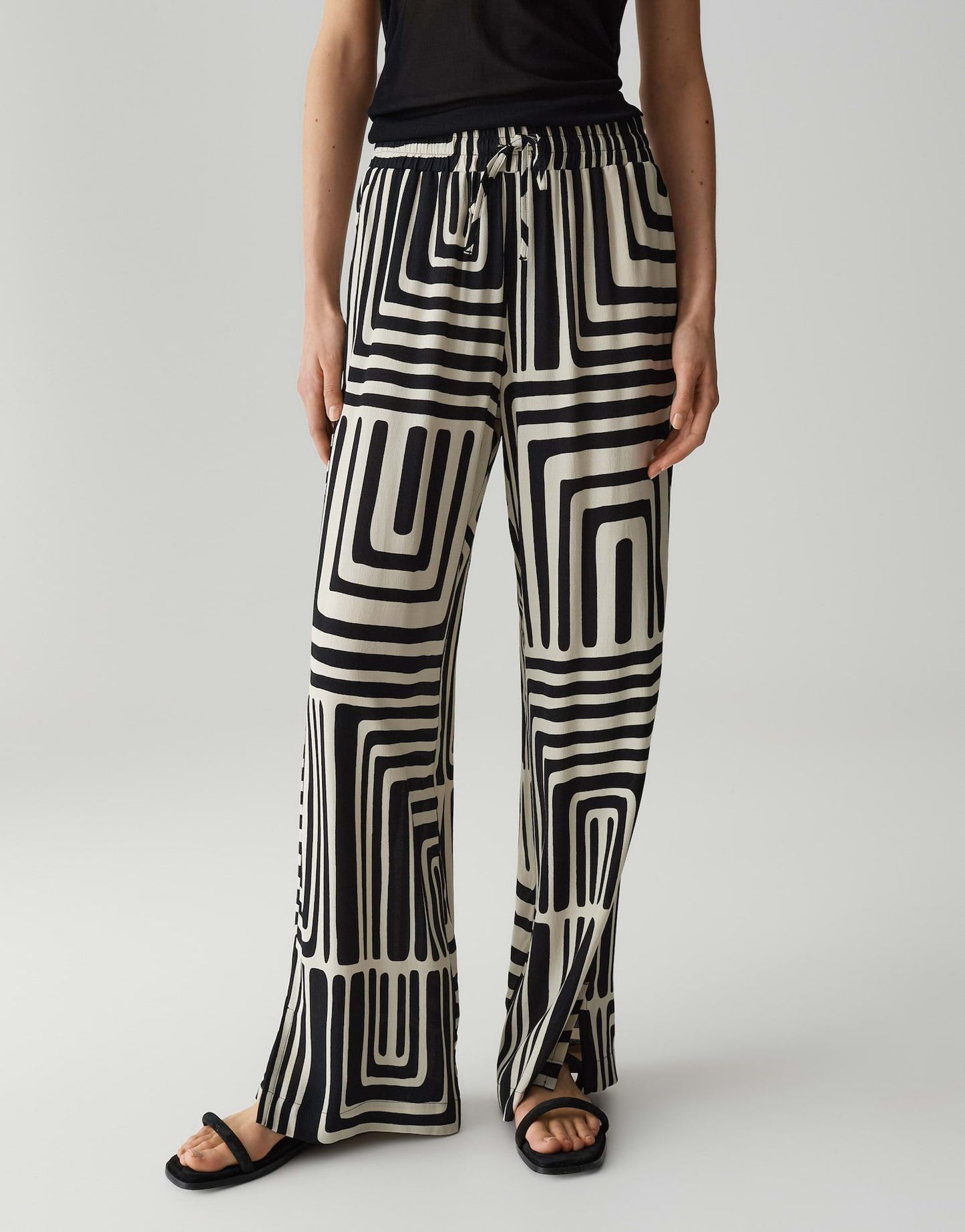 Opus Pants Damen Hose Malotta abstract weiß