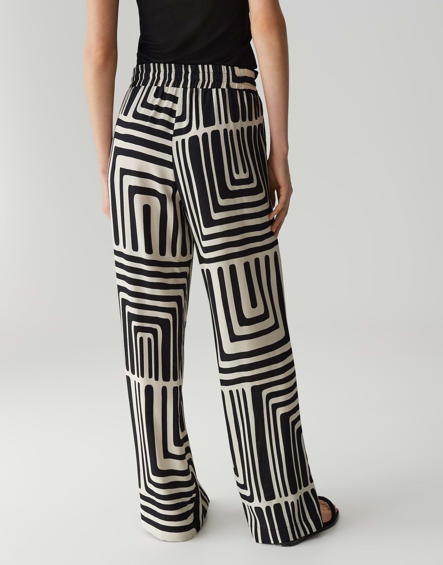 Opus Pants Damen Hose Malotta abstract weiß