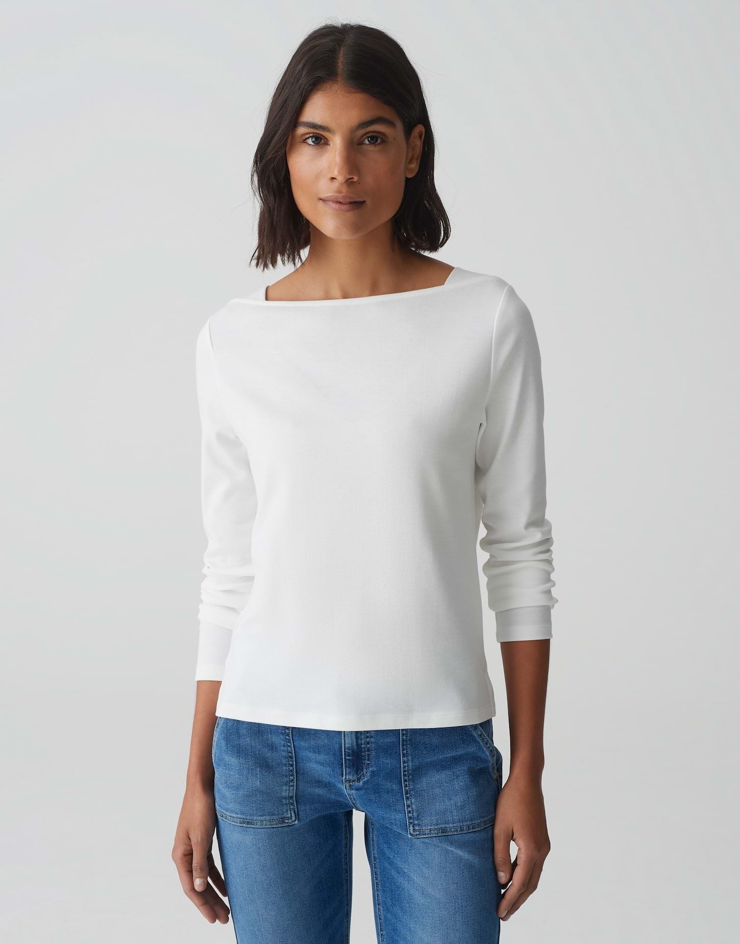 Opus Damen Langarmshirt Subda weiß