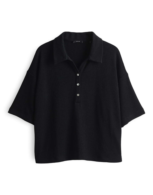 Opus Damen Poloshirt Silkas 44 schwarz