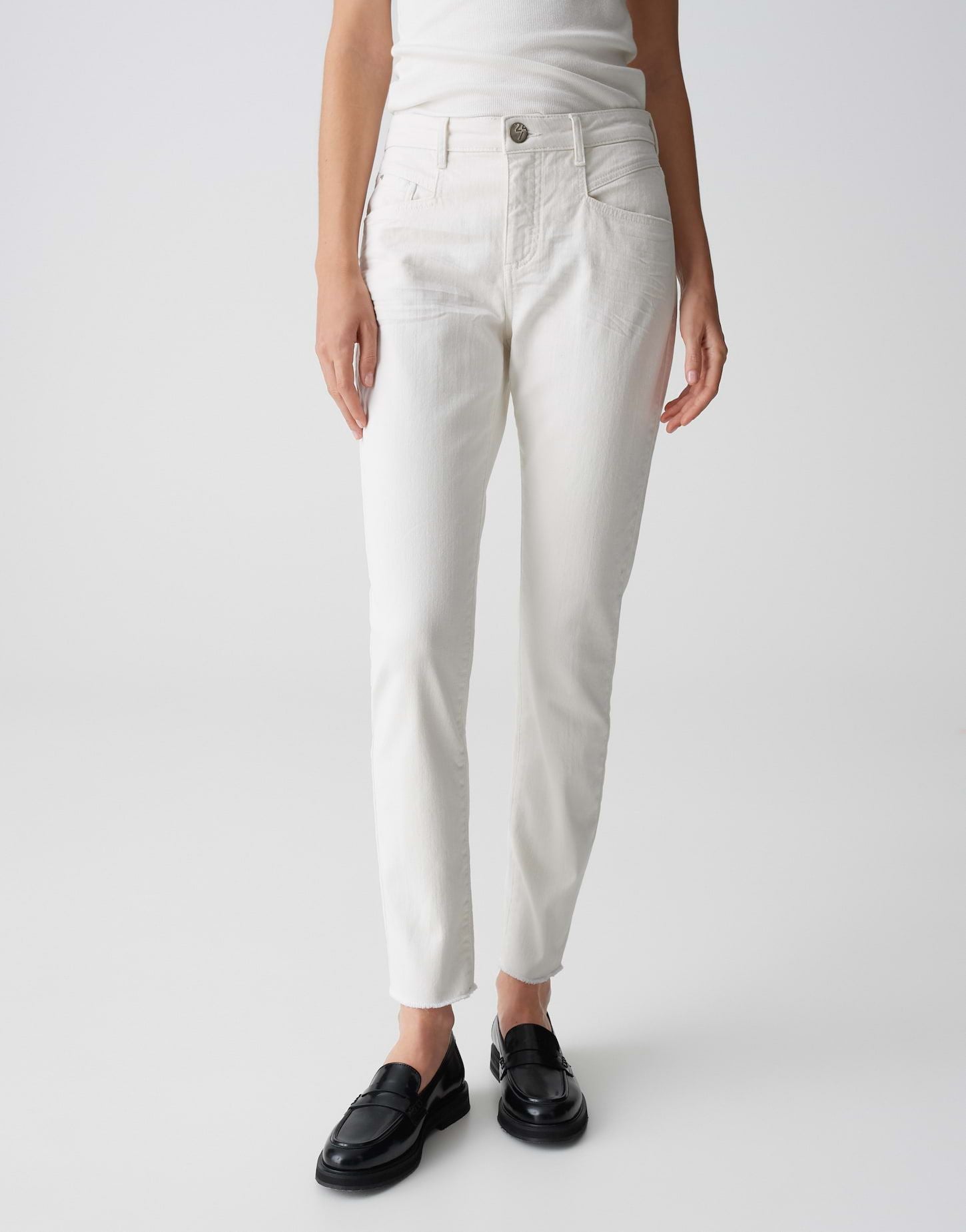 Opus Damen Jeans Evita dynamic weiß