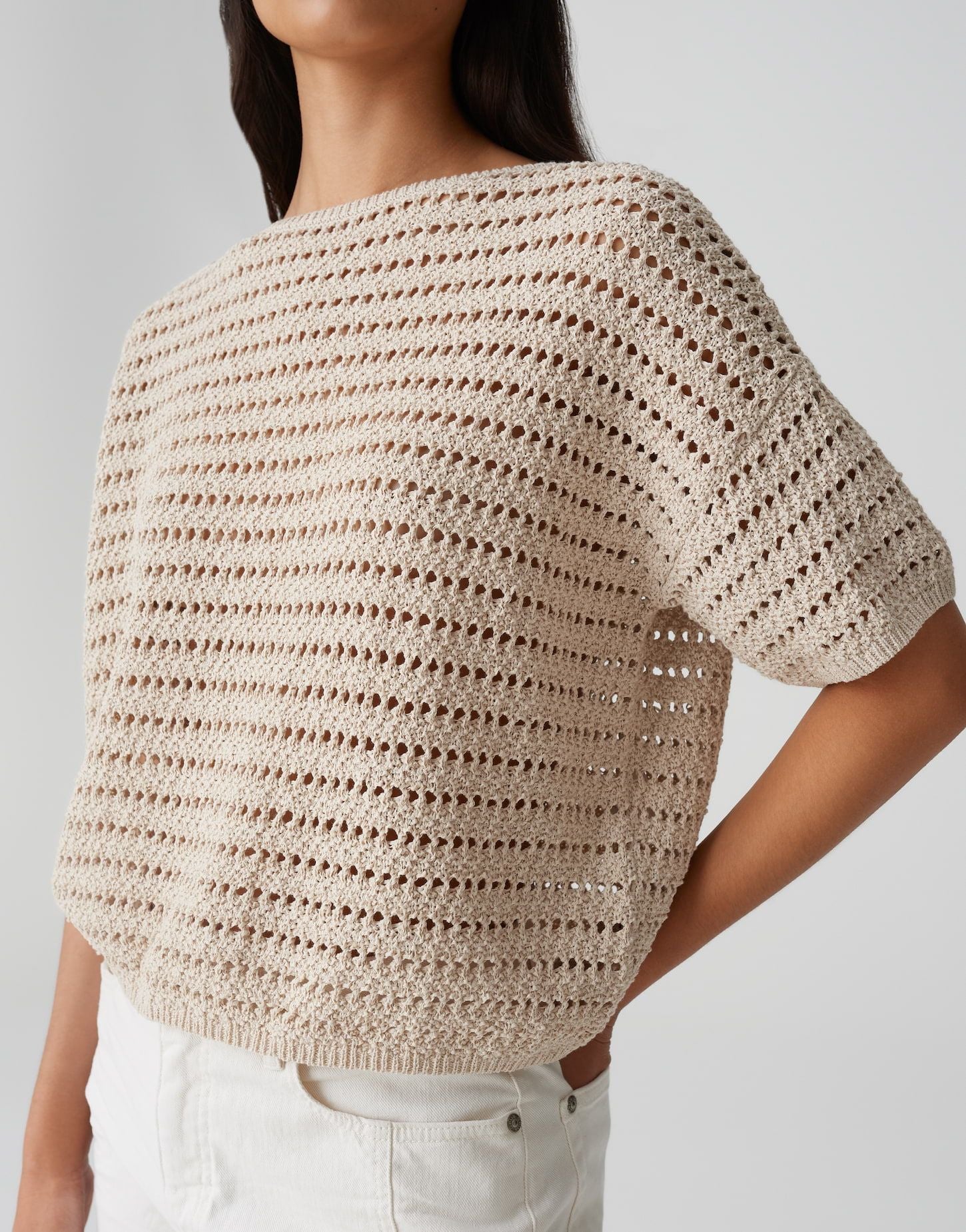 Opus Damen Strickshirt Pinse beige