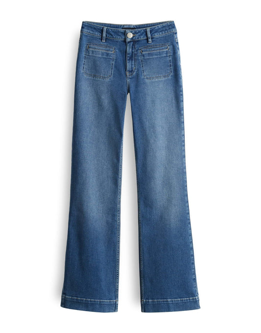 Opus Damen Jeans Ebbi long flared blau